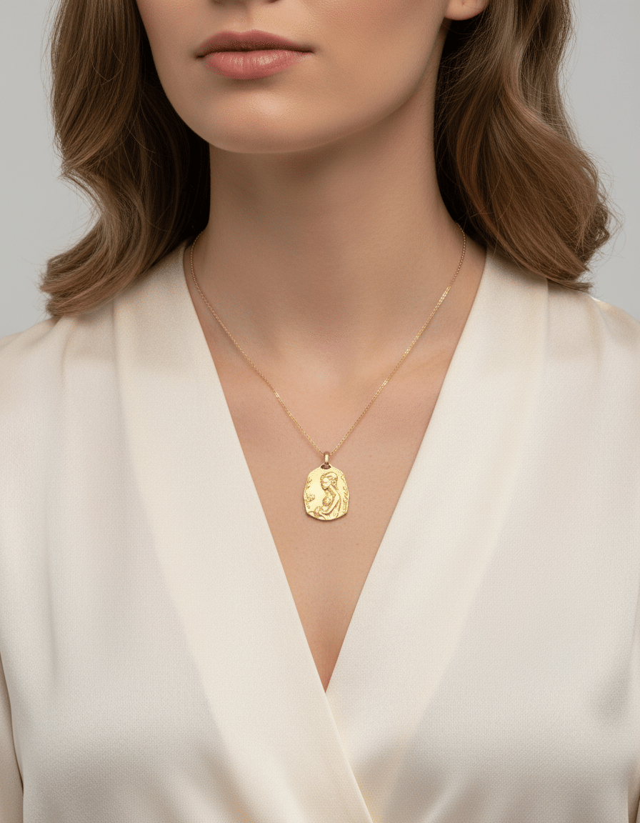 Ciondolo boifava mamma e figlio in oro giallo-3