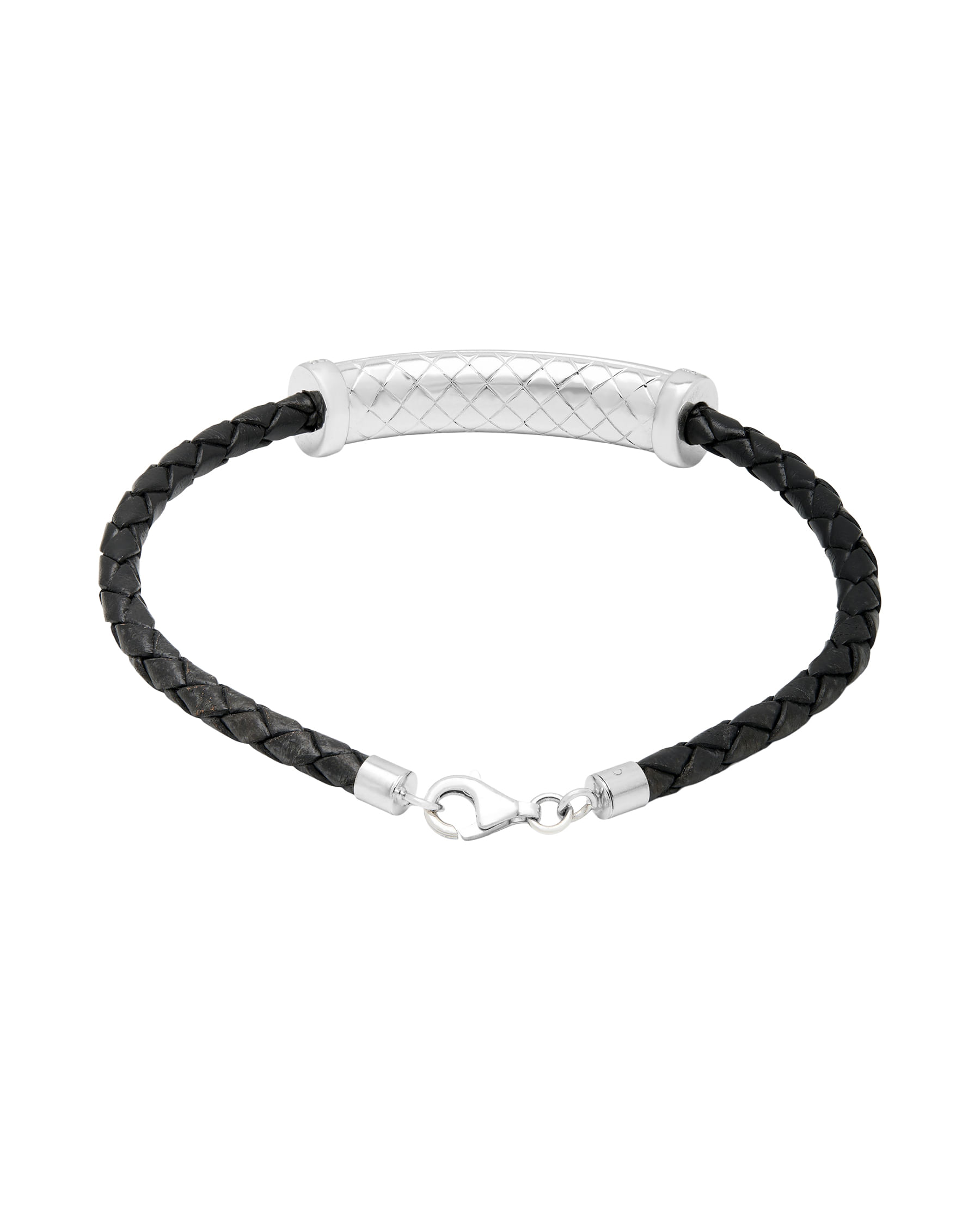 Bracciale con fascia di diamanti in oro bianco e caucciù-2