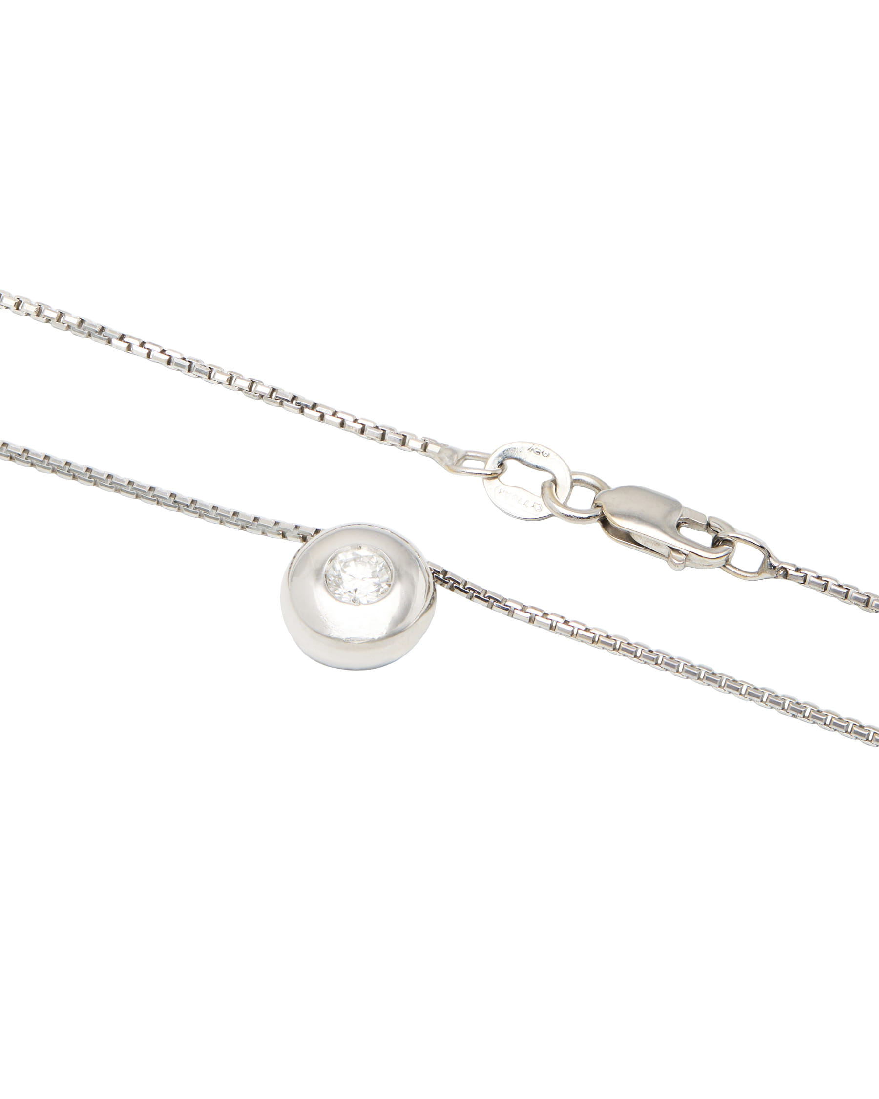 Collana puntoluce a castone in oro bianco con diamante 0,15 ct-2