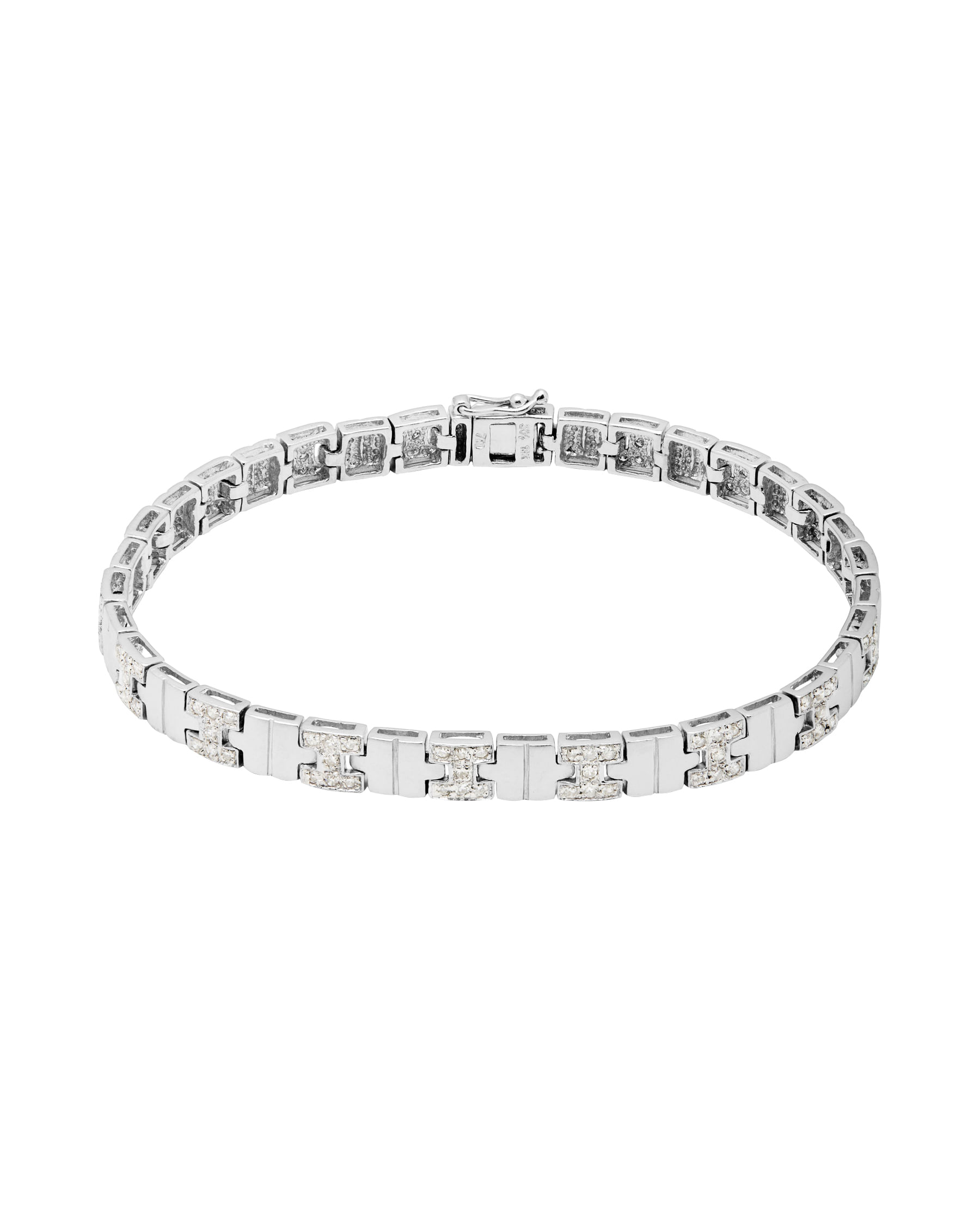 Bracciale con elementi doppia t in oro bianco e diamanti-1