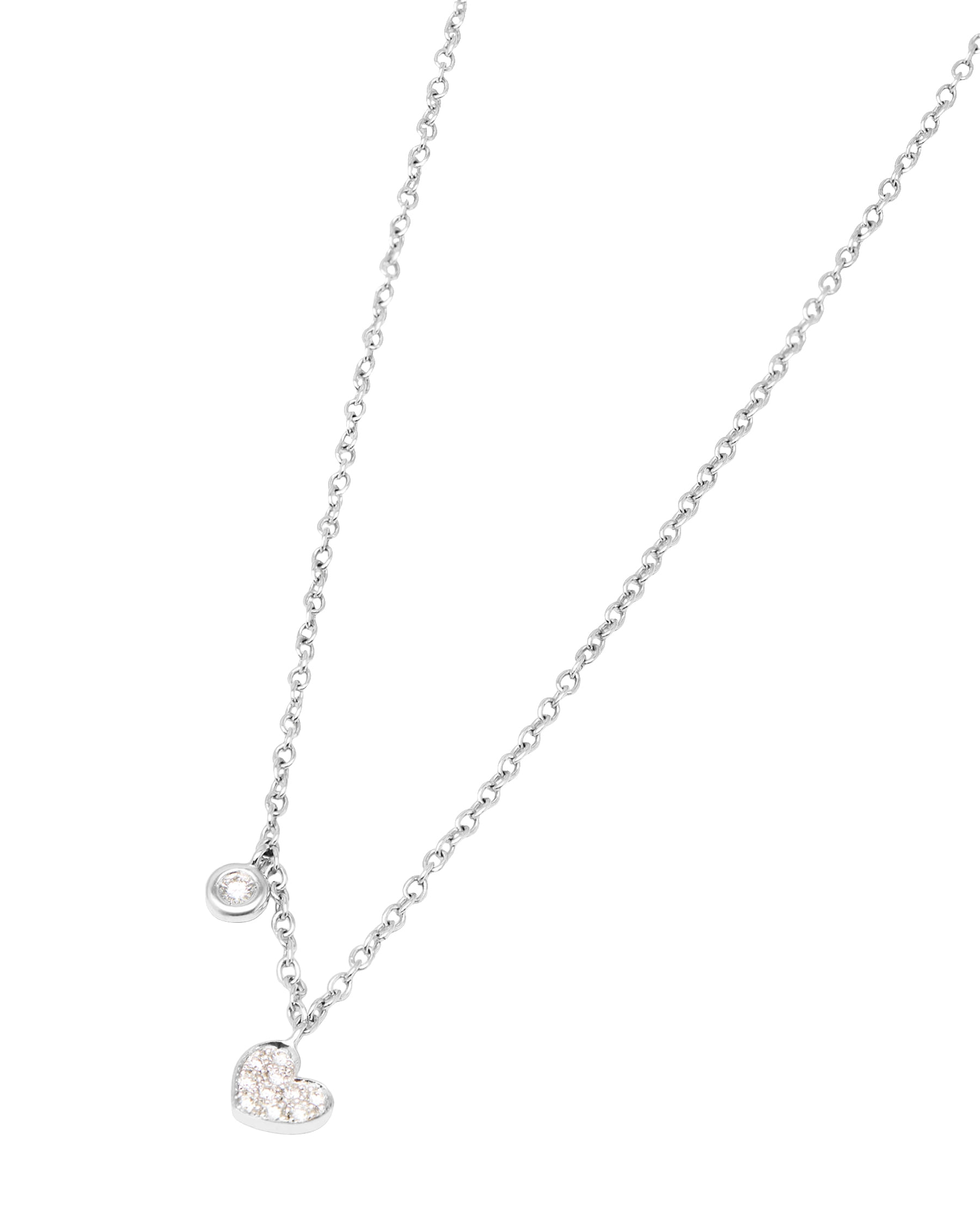 Catenina rolò in oro bianco con ciondolo cuore e punto luce in diamanti-1