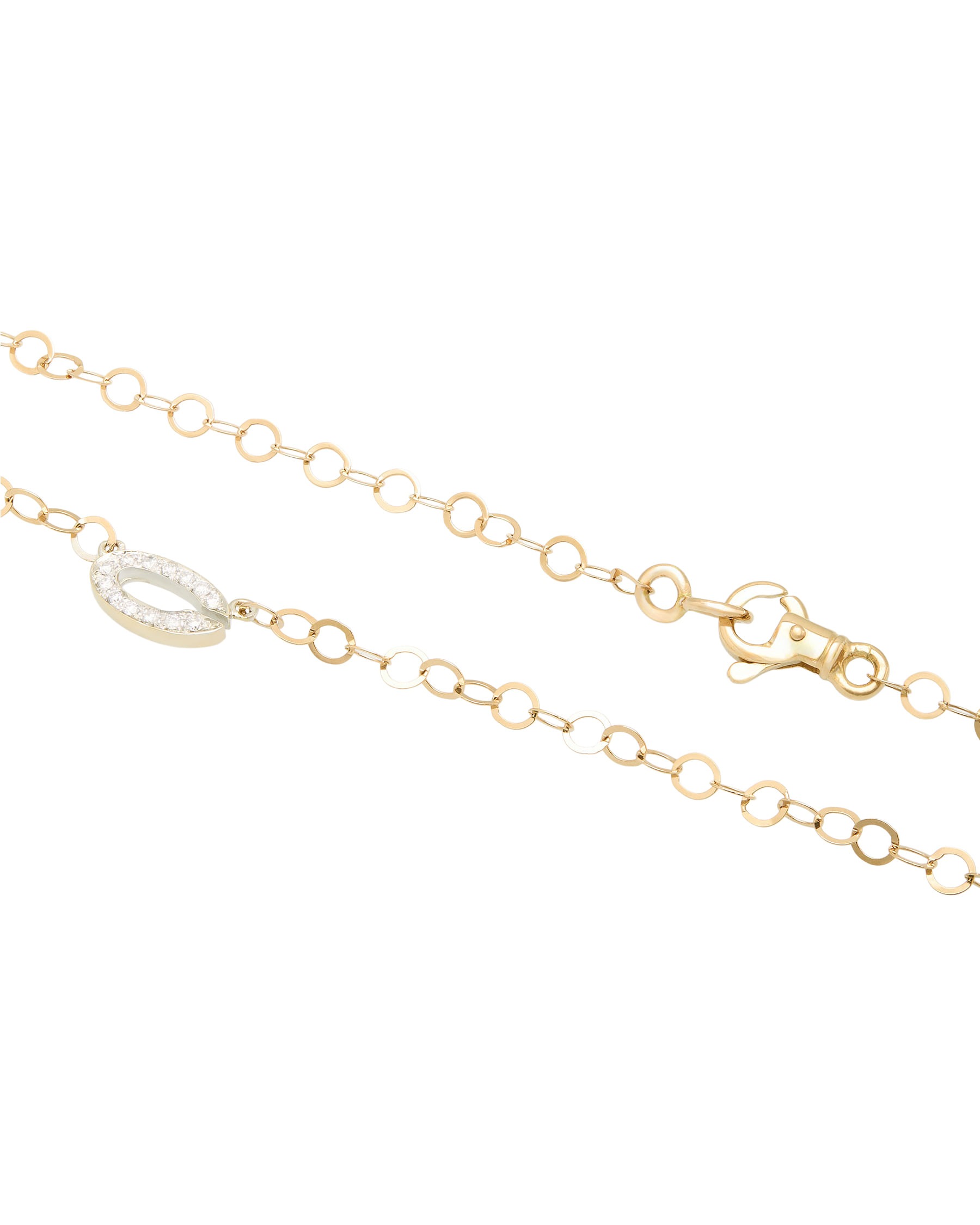 Collana lunga con elementi ovali in oro bianco con diamanti e oro rosa-2