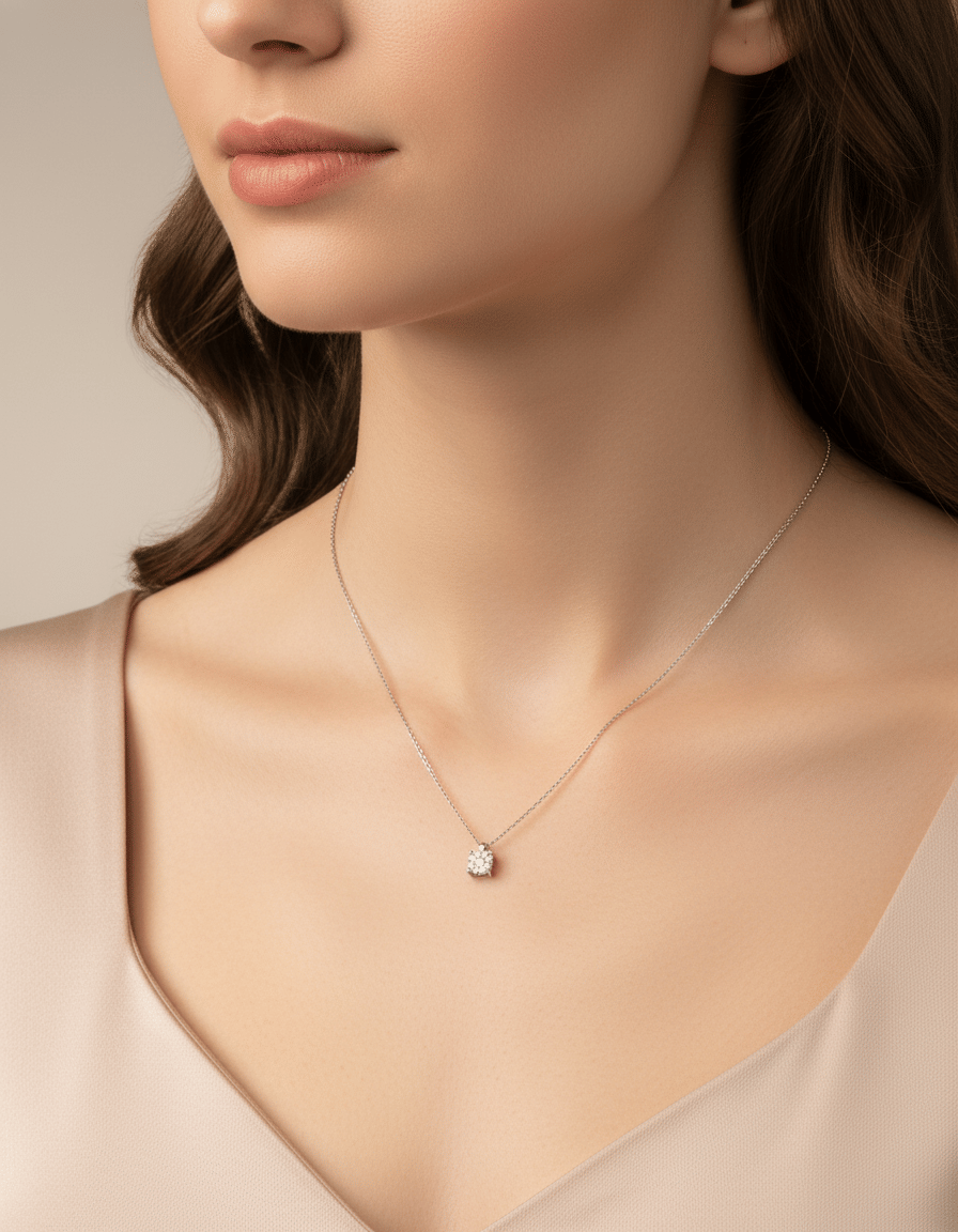 Catenina magic fiore in oro bianco con diamanti-3