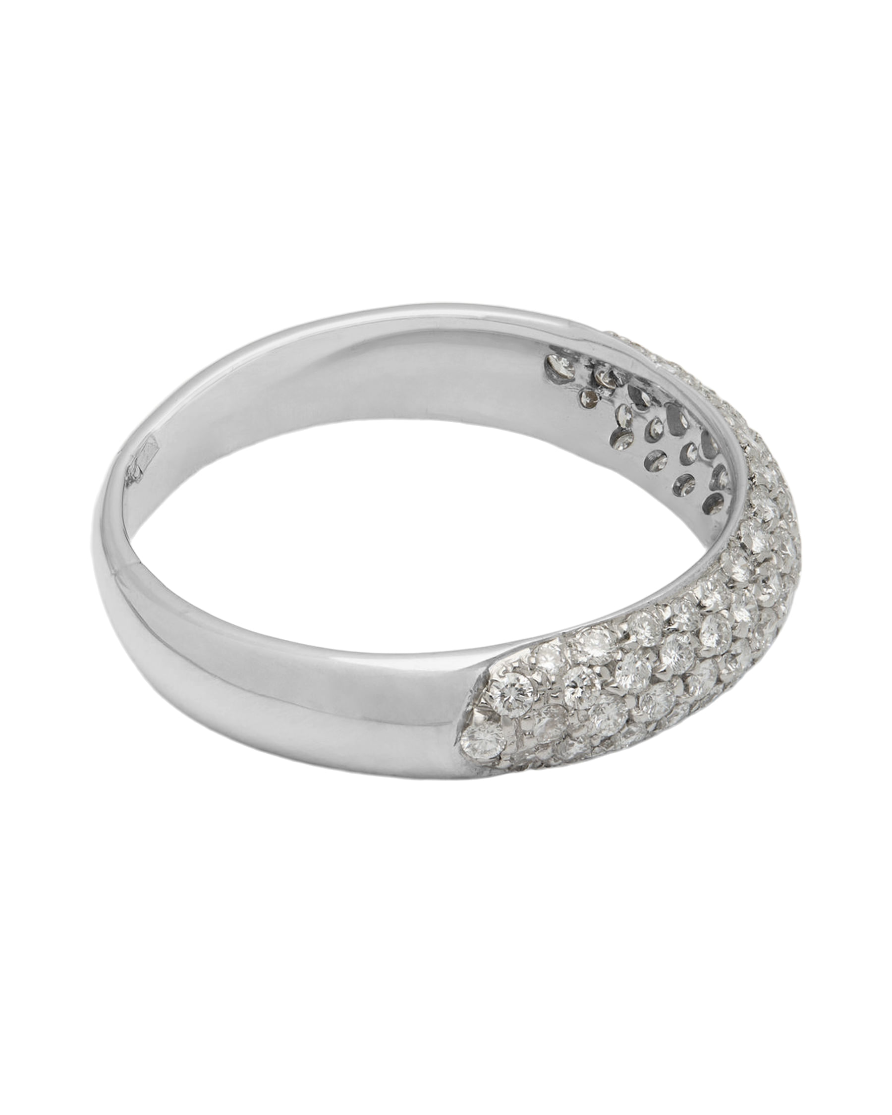 Anello fascetta in oro bianco con diamanti-2