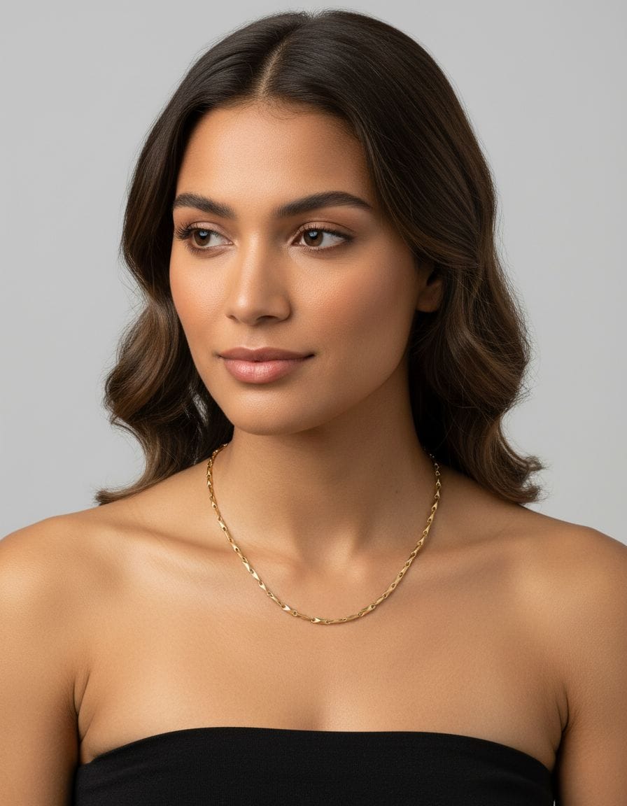 Collana chicchi di riso sfaccettata in oro giallo-3