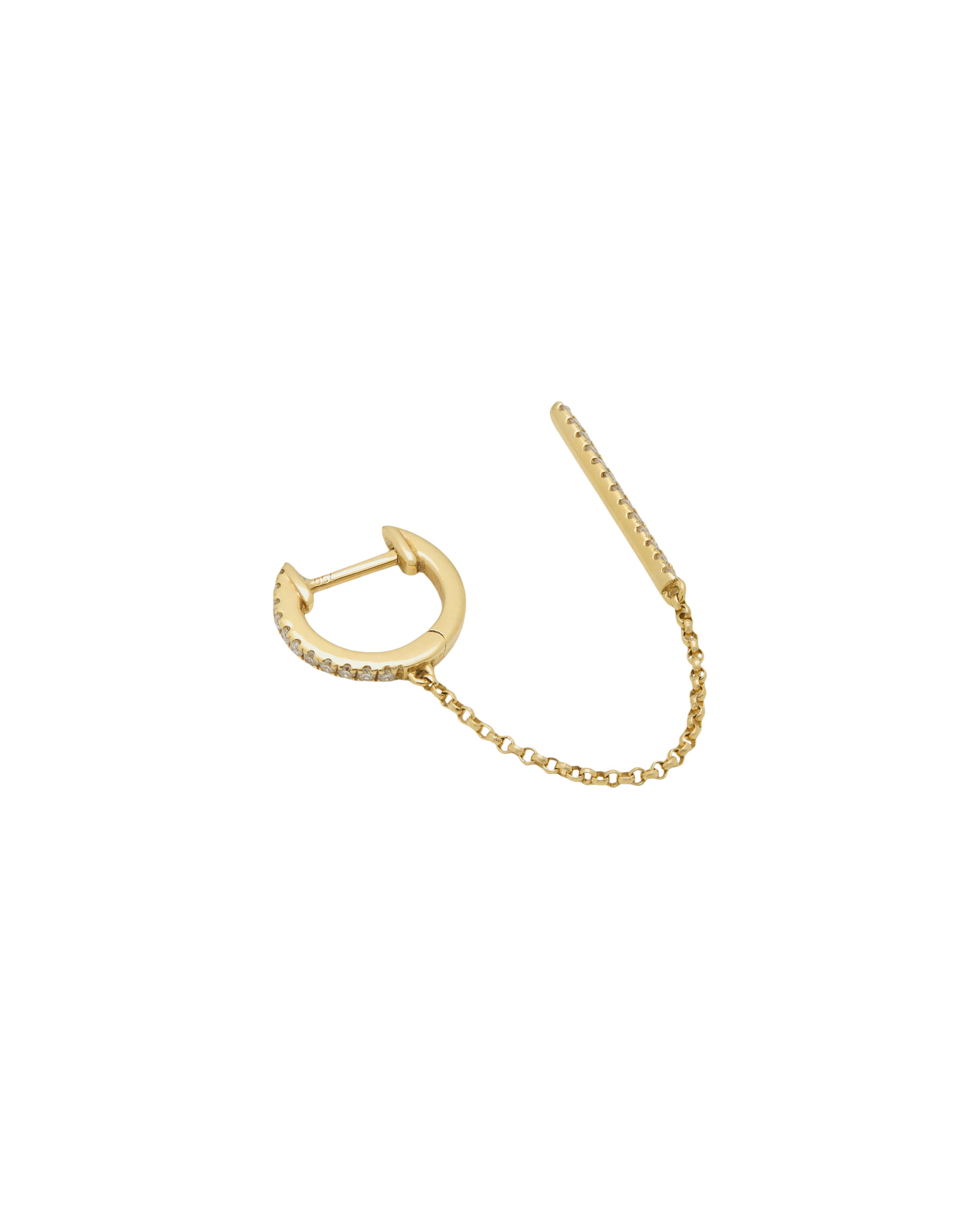 Orecchino singolo cerchietto con pendente in oro giallo e diamanti-2