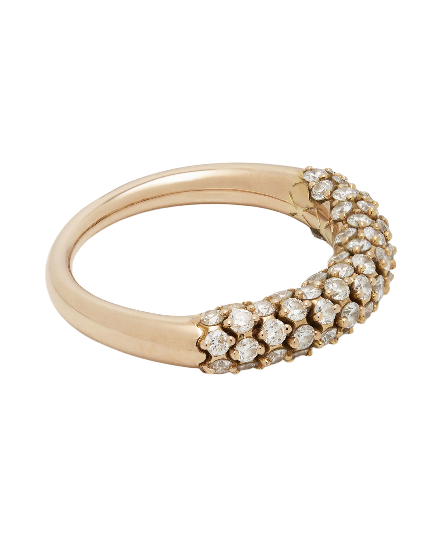 Anello fascetta bombata in oro rosa con diamanti-2