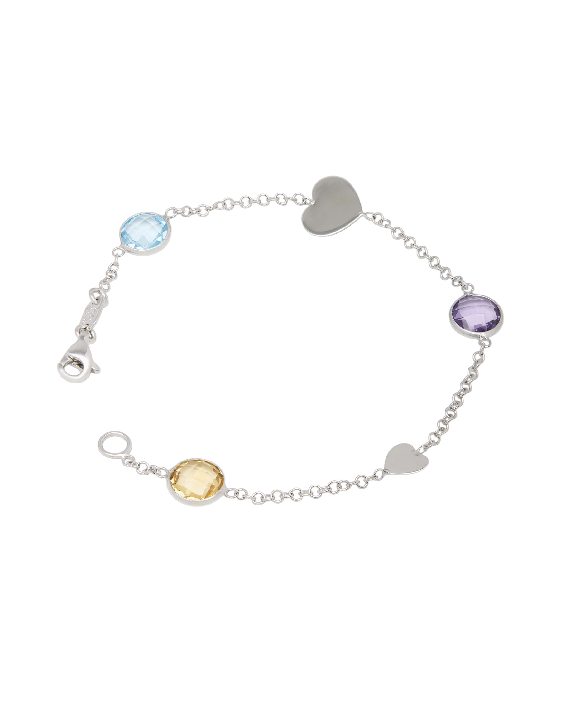 Bracciale le.gi in oro bianco con elementi a cuore ametista e topazi colorati-1