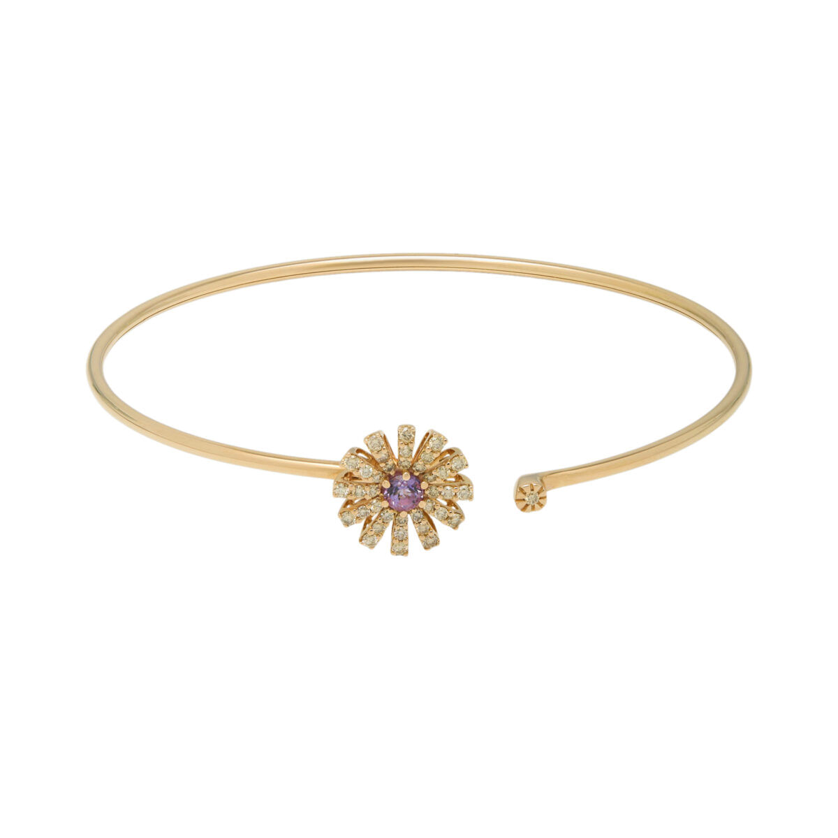 Bracciale damiani margherita in oro rosa con diamanti brown e ametista-1