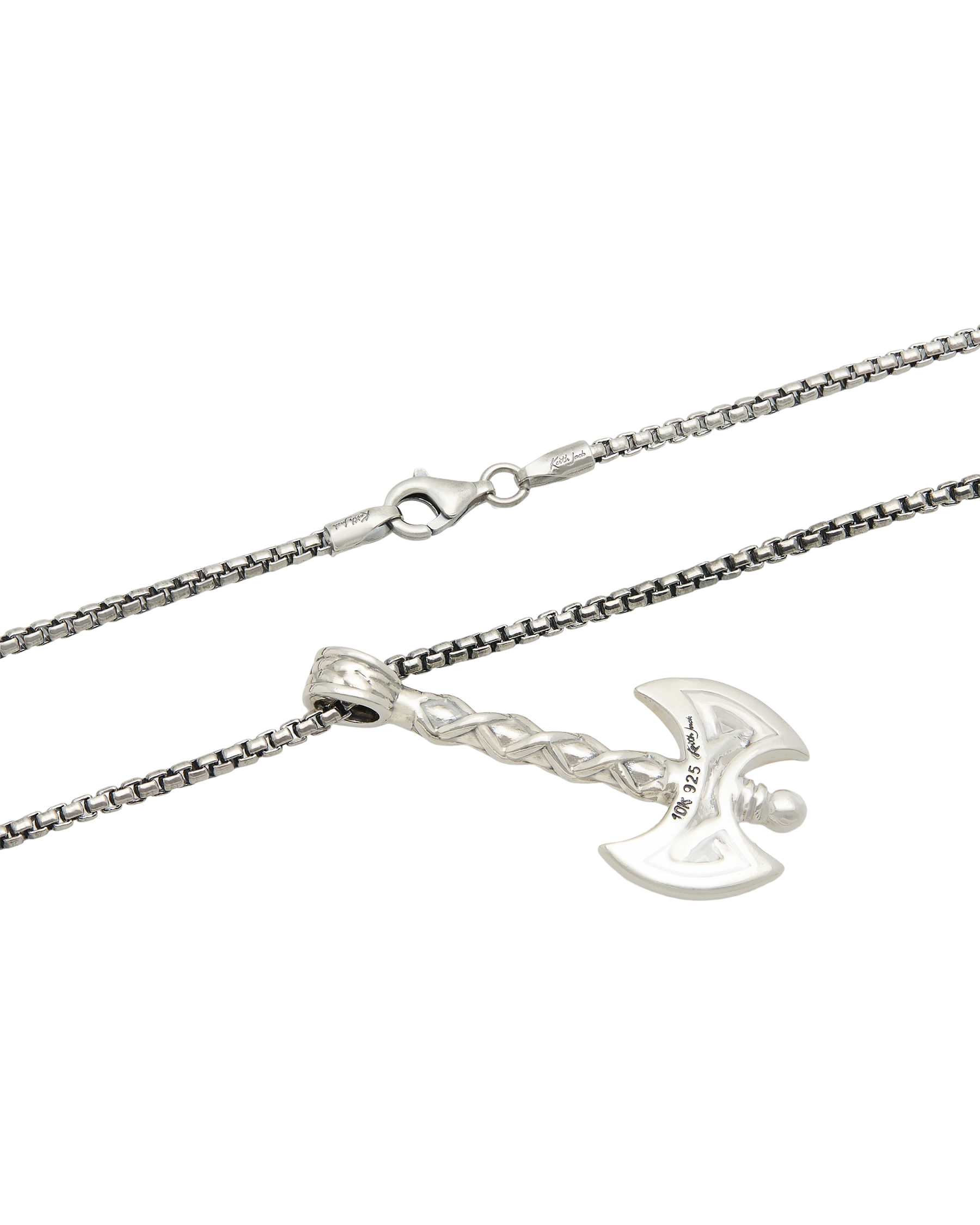 Collana keith jack con ciondolo a forma di ascia in oro e argento-2