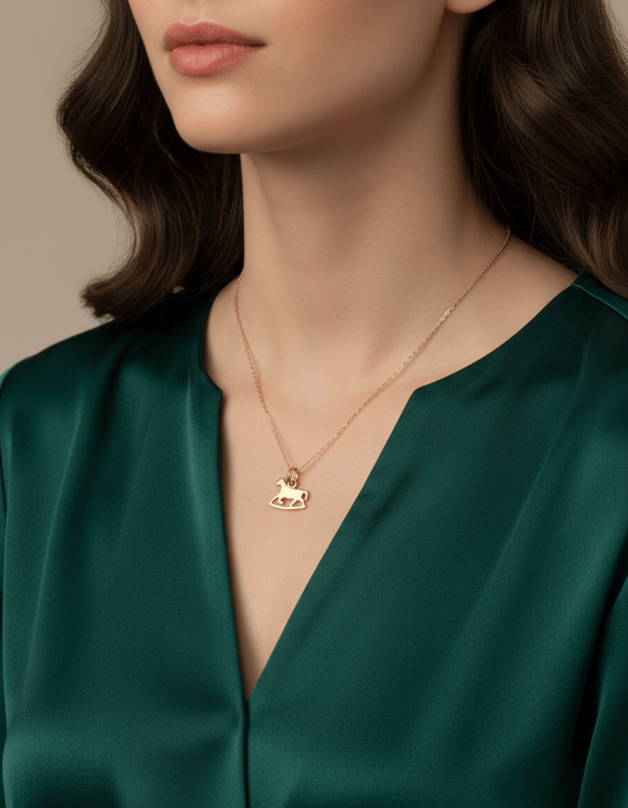 Ciondolo cavallo a dondolo dodo in oro giallo 18 kt-3