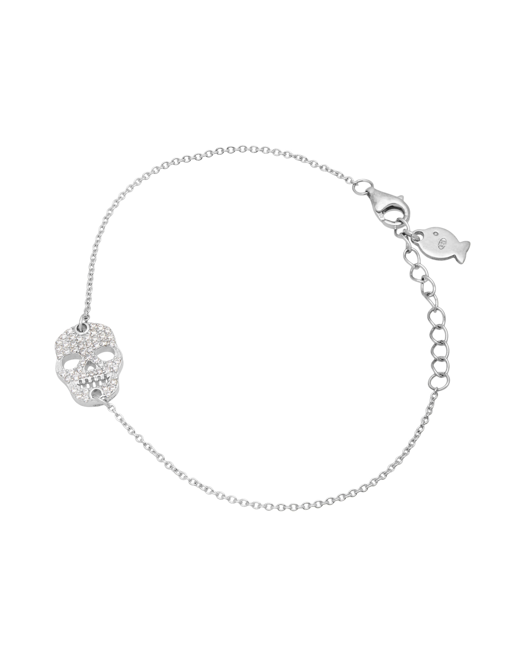 Bracciale clio bue con teschio in argento e zirconi-1
