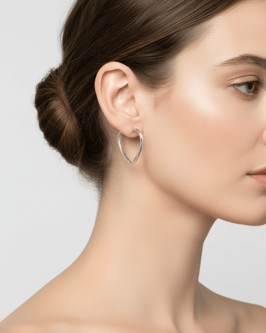 Orecchini pandora cerchi loved asimmetrici grandi in argento-3