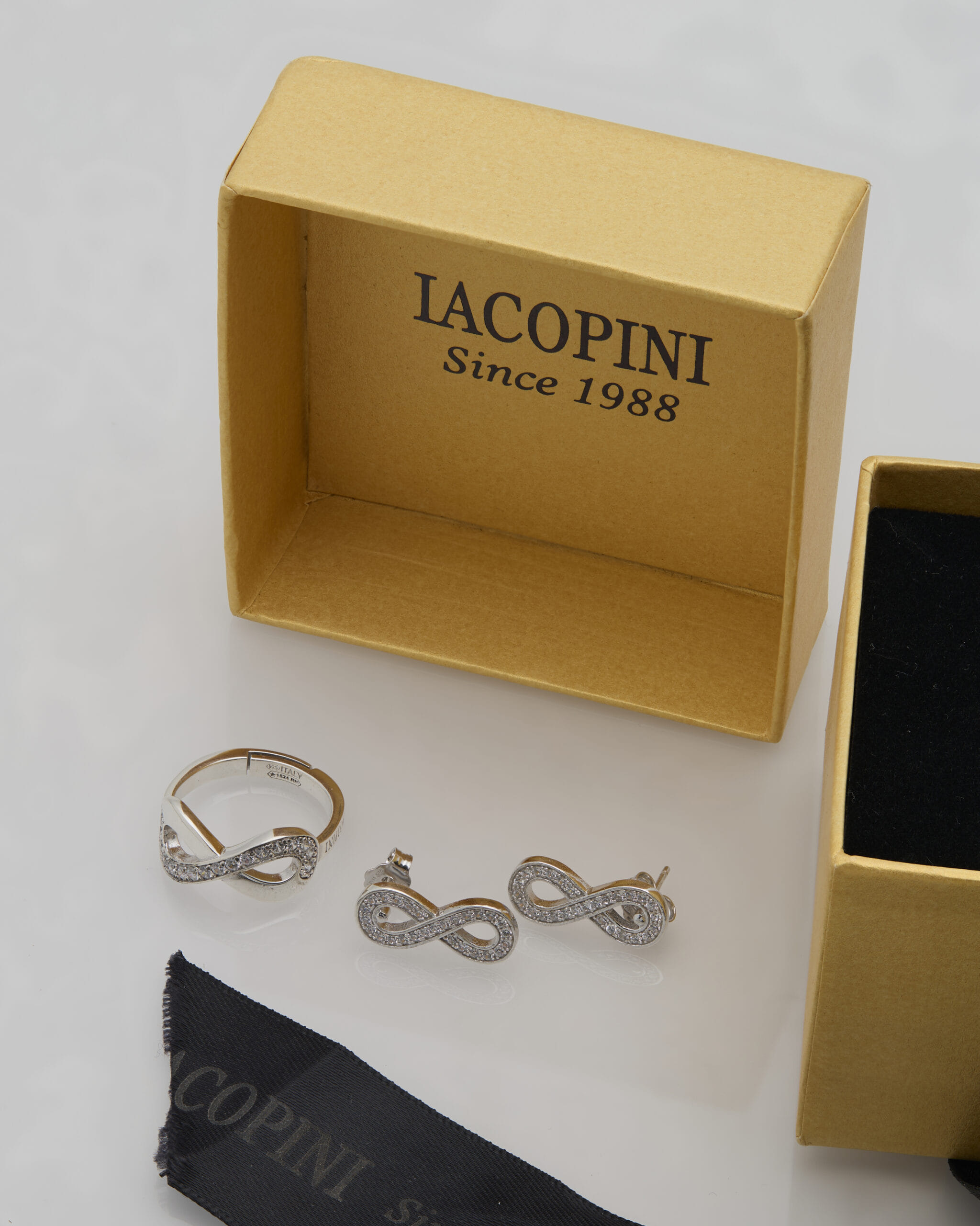 Parure orecchini e anello iacopini infinito in argento 925%-4