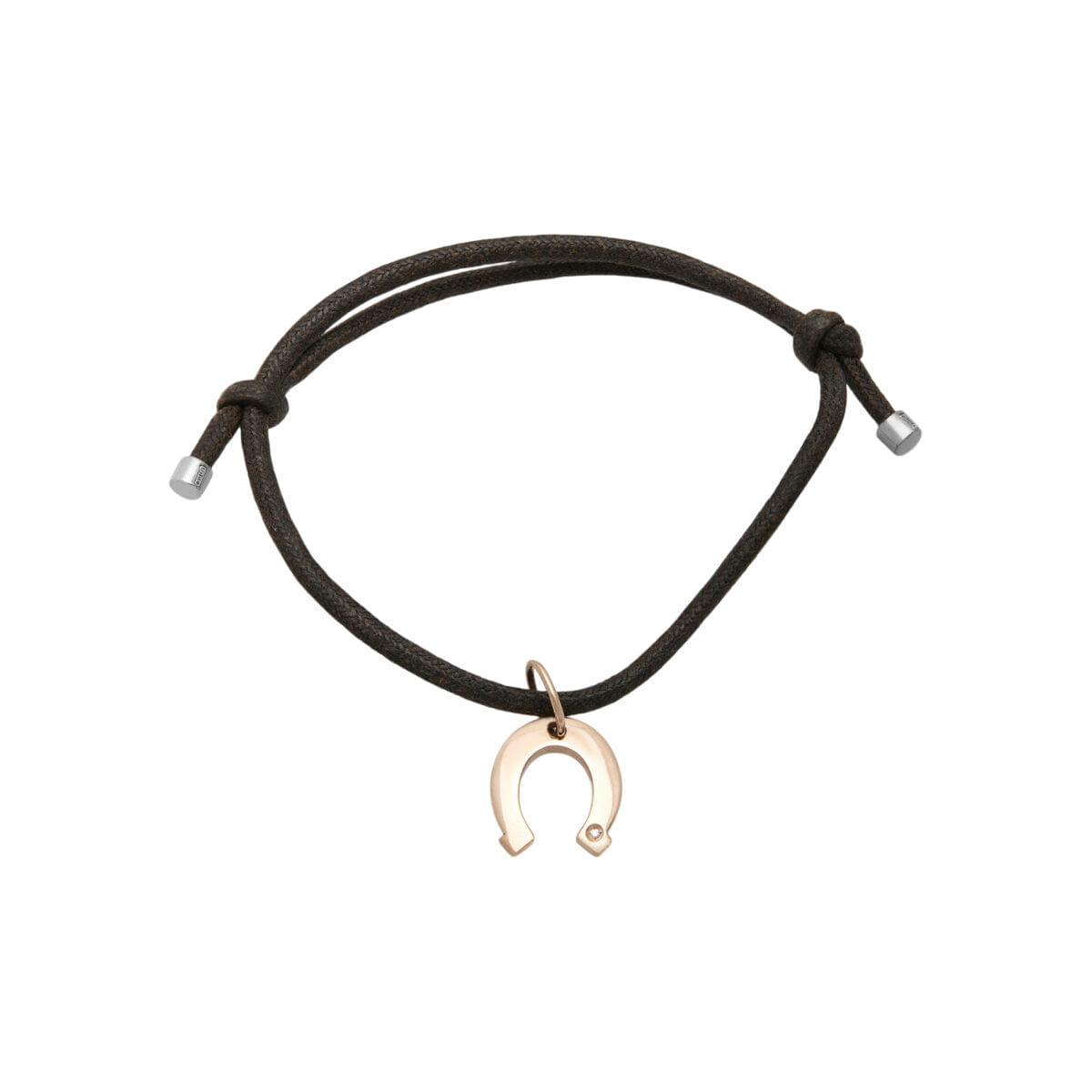 Bracciale damiani con ciondolo ferro di cavallo in oro rosso 9 kt e diamante-1