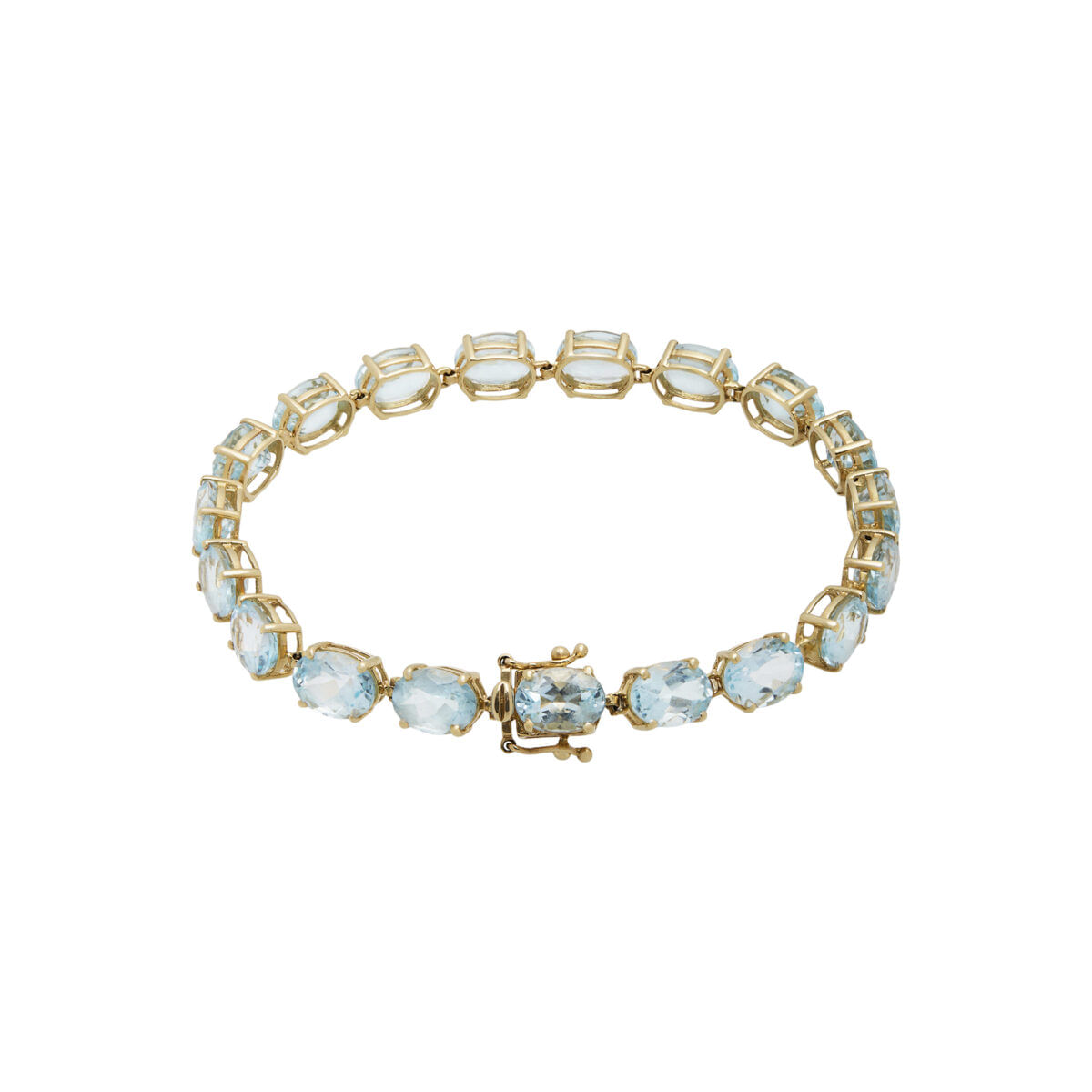 Bracciale tennis in oro giallo con topazi celesti-1