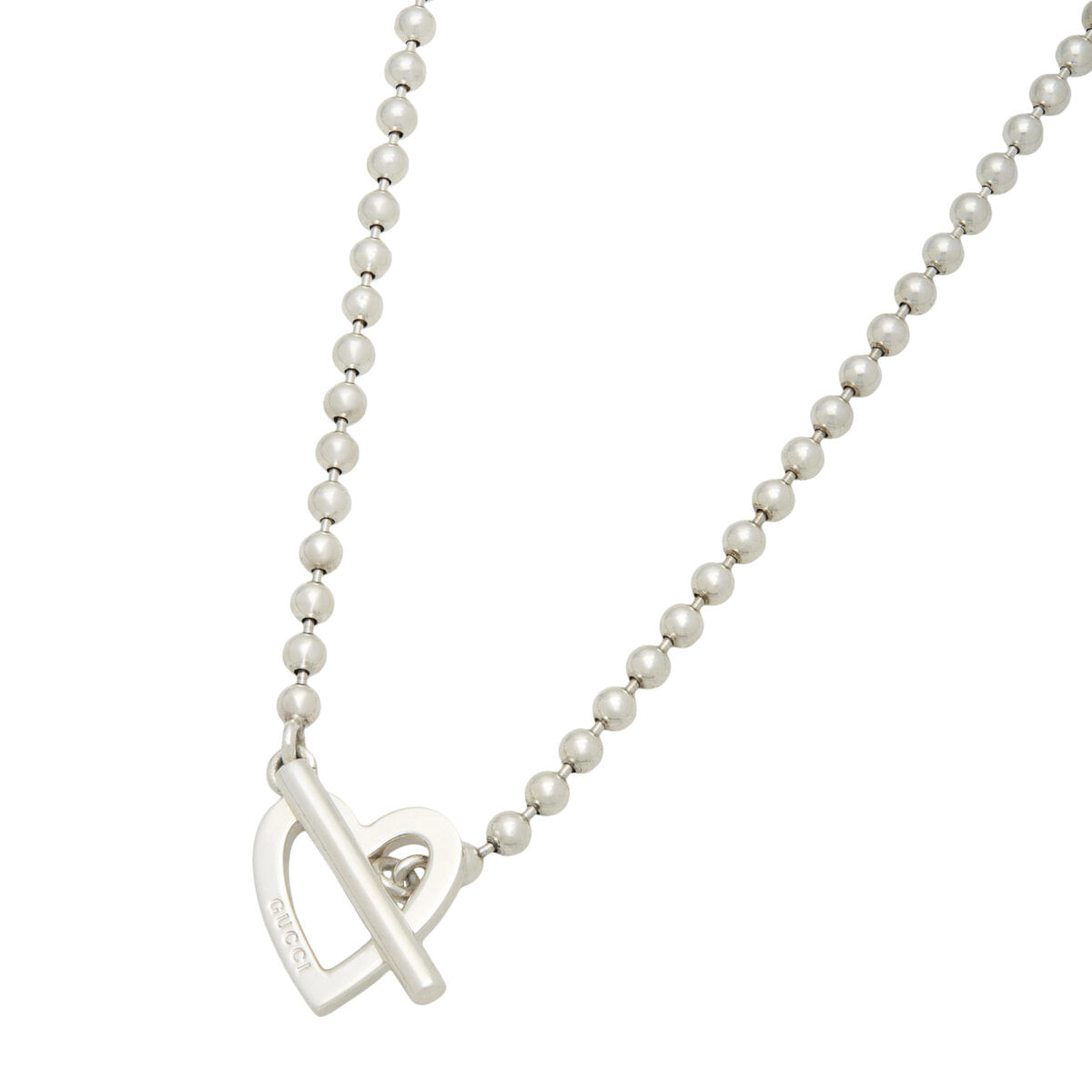 Collana gucci toggle heart a catena boule con chiusura a t con cuore in argento 925-1