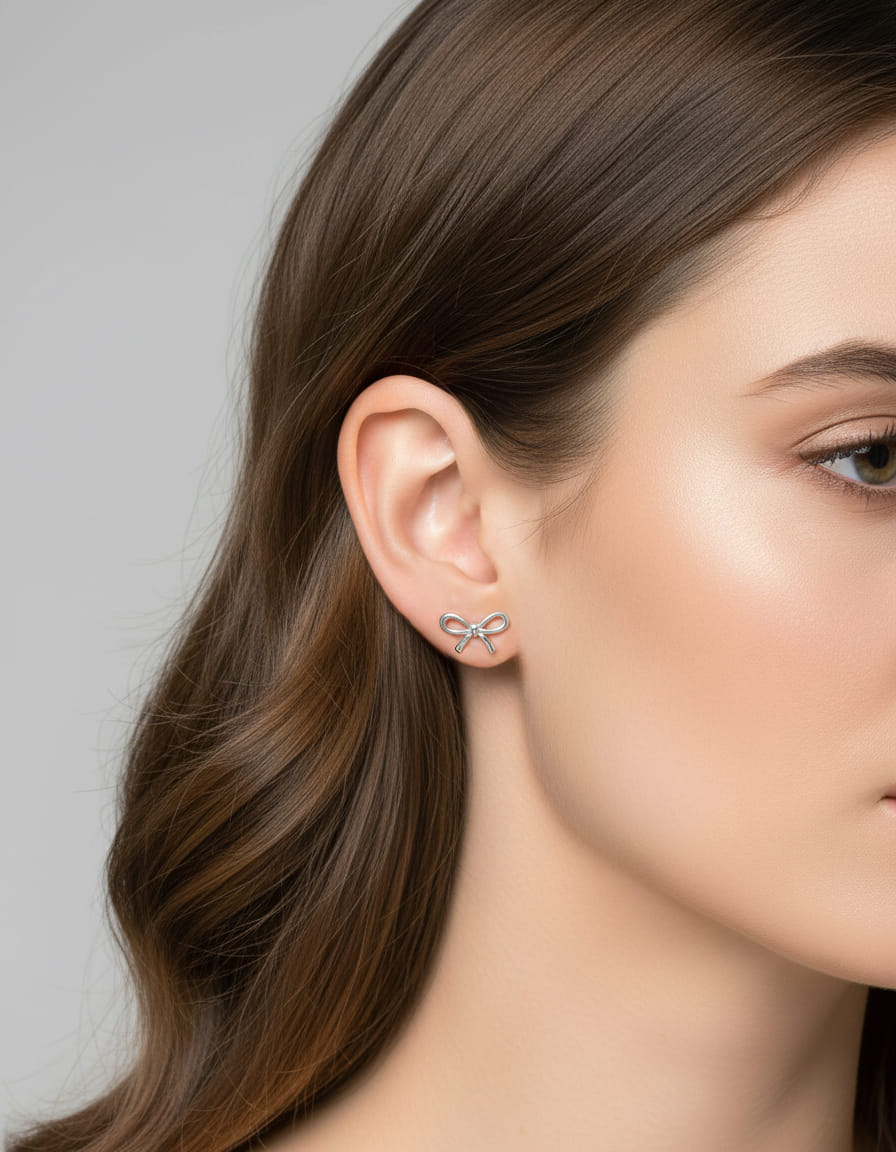 Orecchini tiffany bow mini con fiocco in argento-3