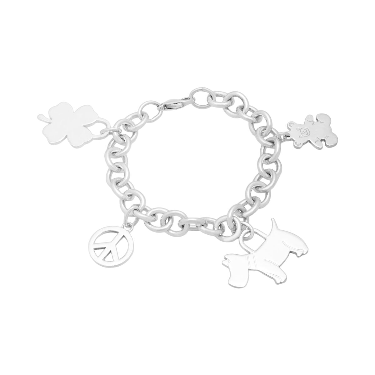 Bracciale maglie tonda con charm tiffany in argento 925%-1