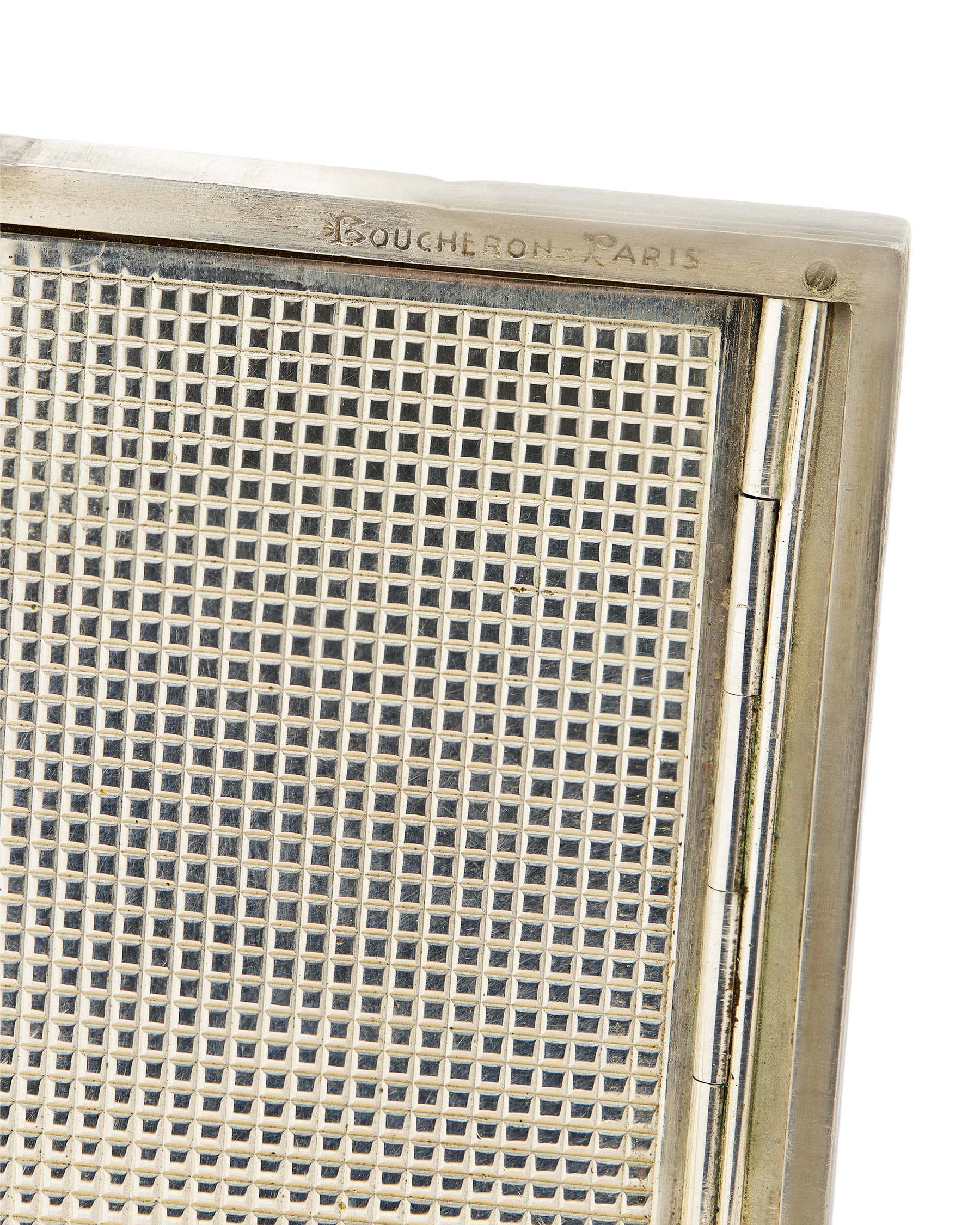 Portacipria boucheron paris art decò in argento e oro e rubino-3