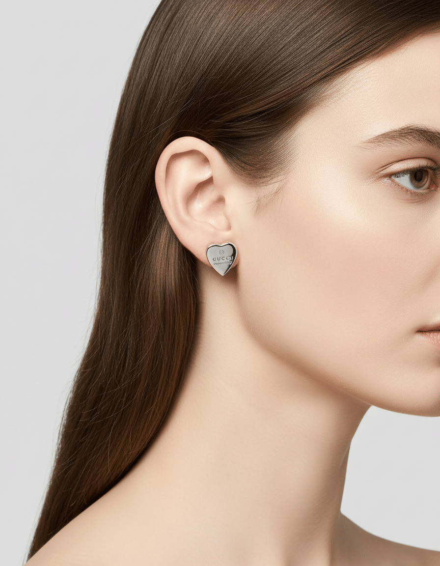 Orecchini a lobo gucci trademark heart in argento-3