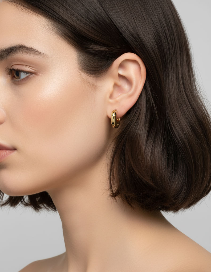 Orecchini pomellato cerchietto squadrato in oro giallo 18 kt-3