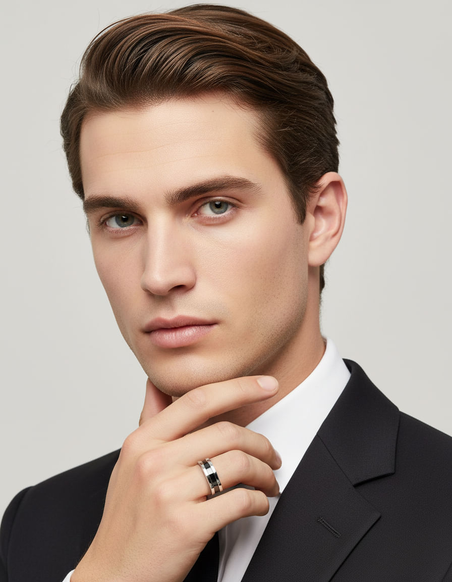 Anello bulgari save the children b.zero argento e ceramica nera-3