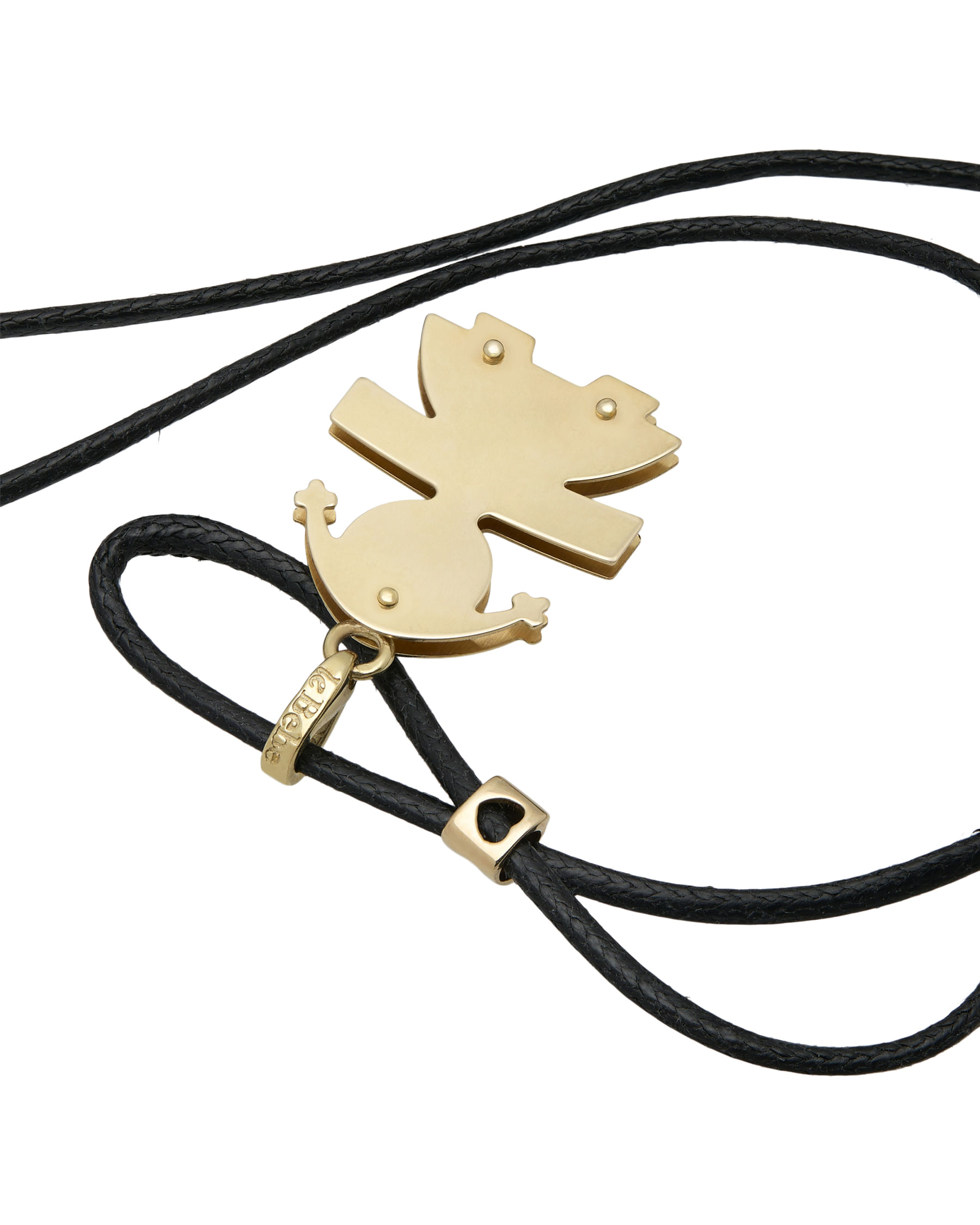 Collana con ciondolo bimba lebebé in oro giallo 9 kt e caucciù-2