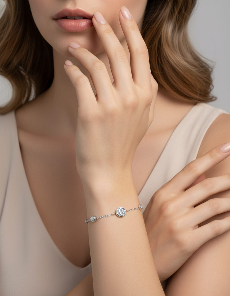 Bracciale damiani damianissima in argento con diamanti e madreperla-3