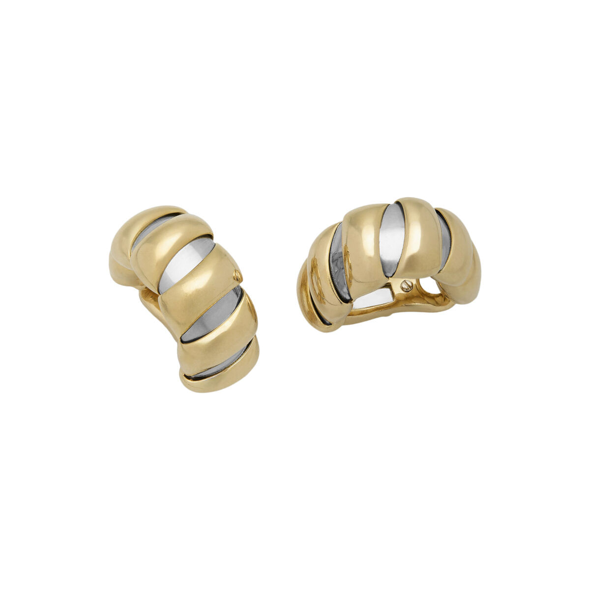 Orecchini bulgari tubogas vintage in acciaio e oro 18 kt-1