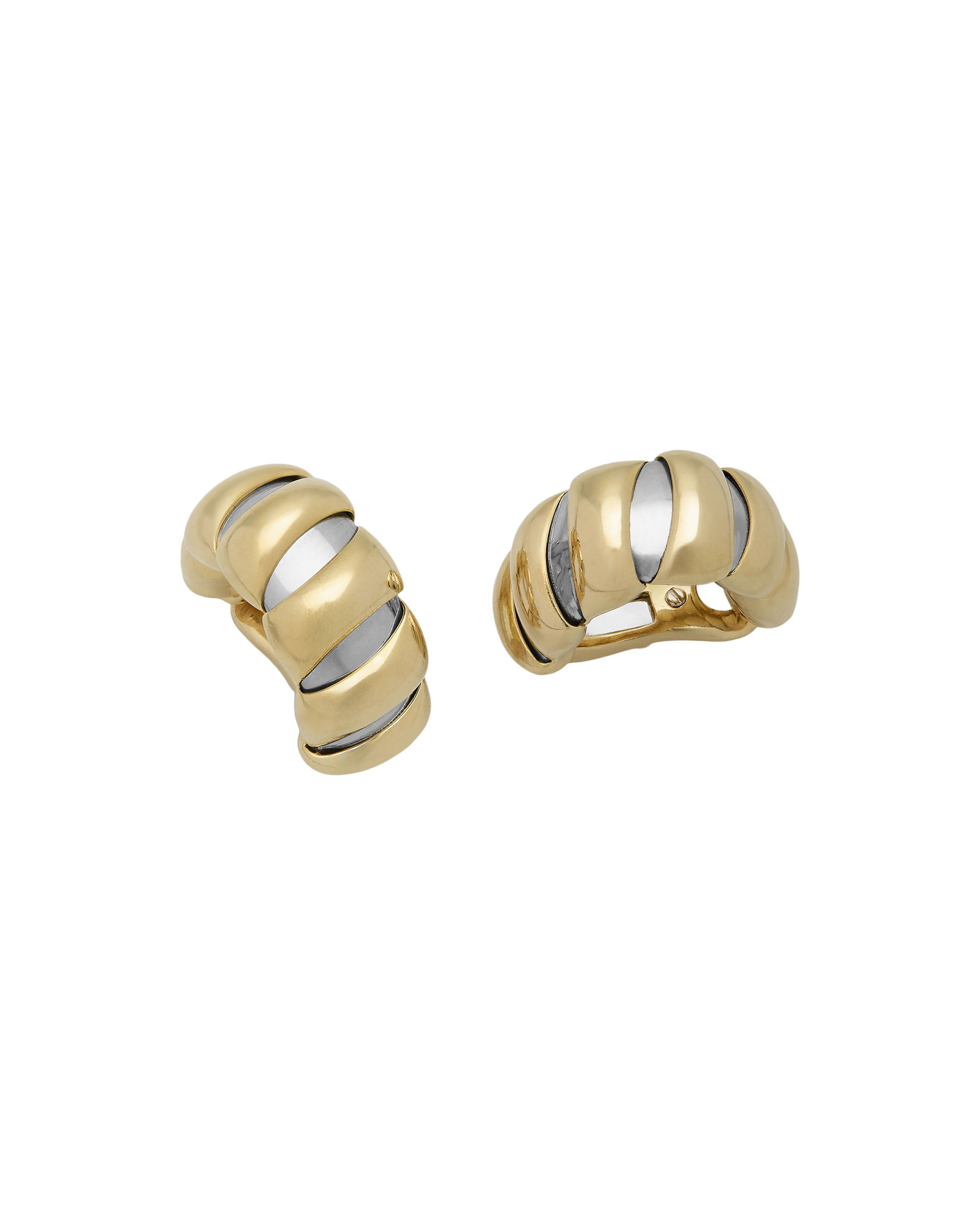 Orecchini bulgari tubogas vintage in acciaio e oro 18 kt-1