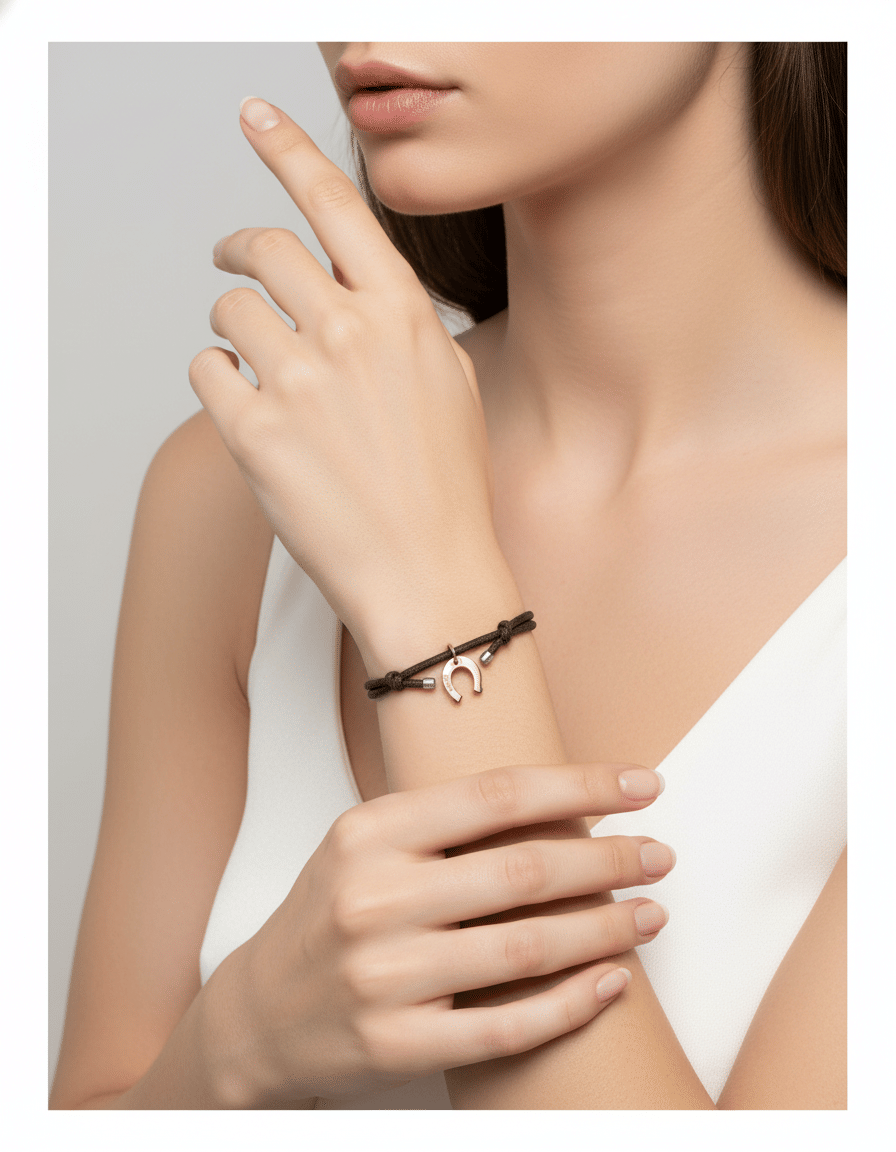 Bracciale damiani con ciondolo ferro di cavallo in oro rosso 9 kt e diamante-3