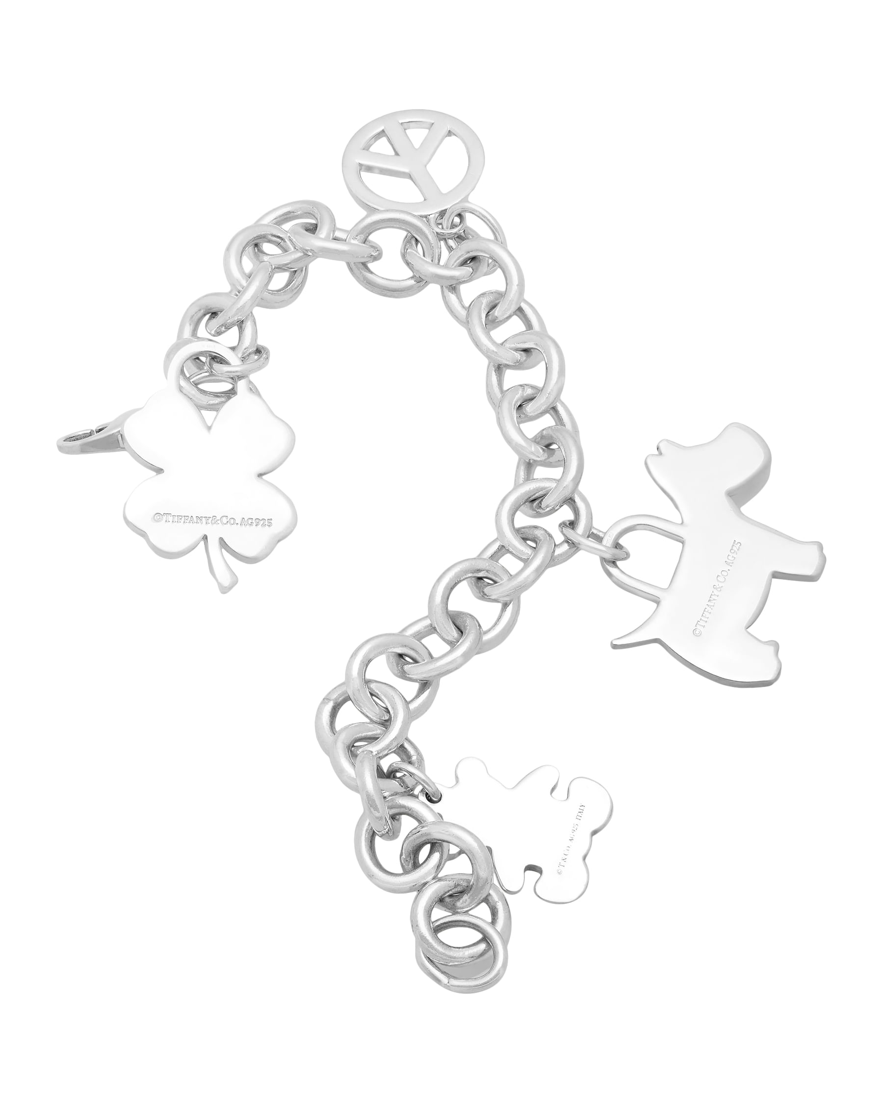 Bracciale maglie tonda con charm tiffany in argento 925%-2