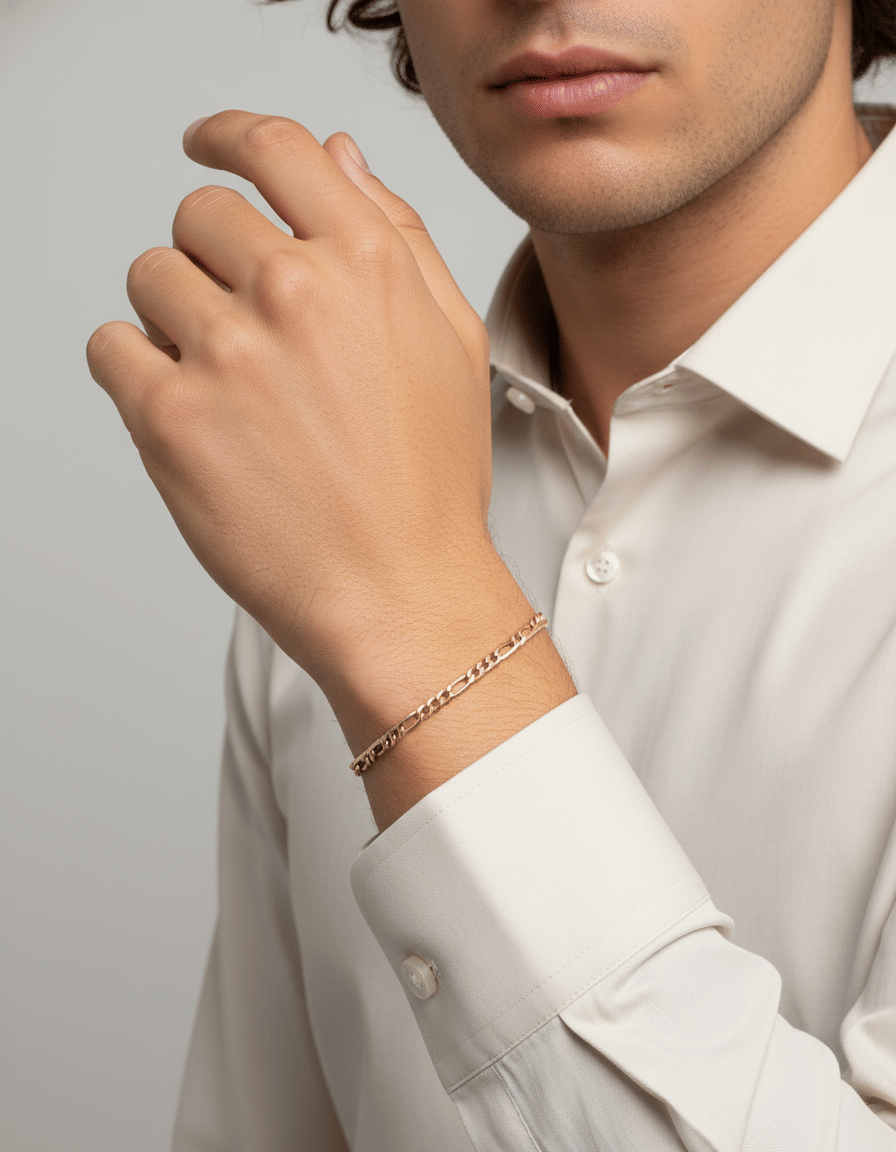 Bracciale maglia figaro 3+1 in oro giallo 18 kt-3