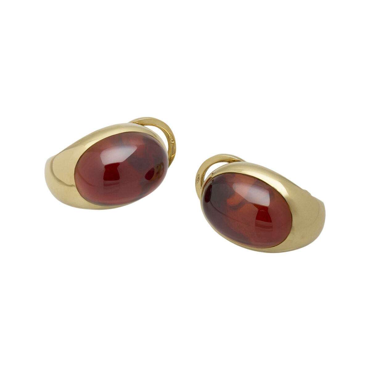 Orecchini pomellato in oro giallo con granato cabochon-1