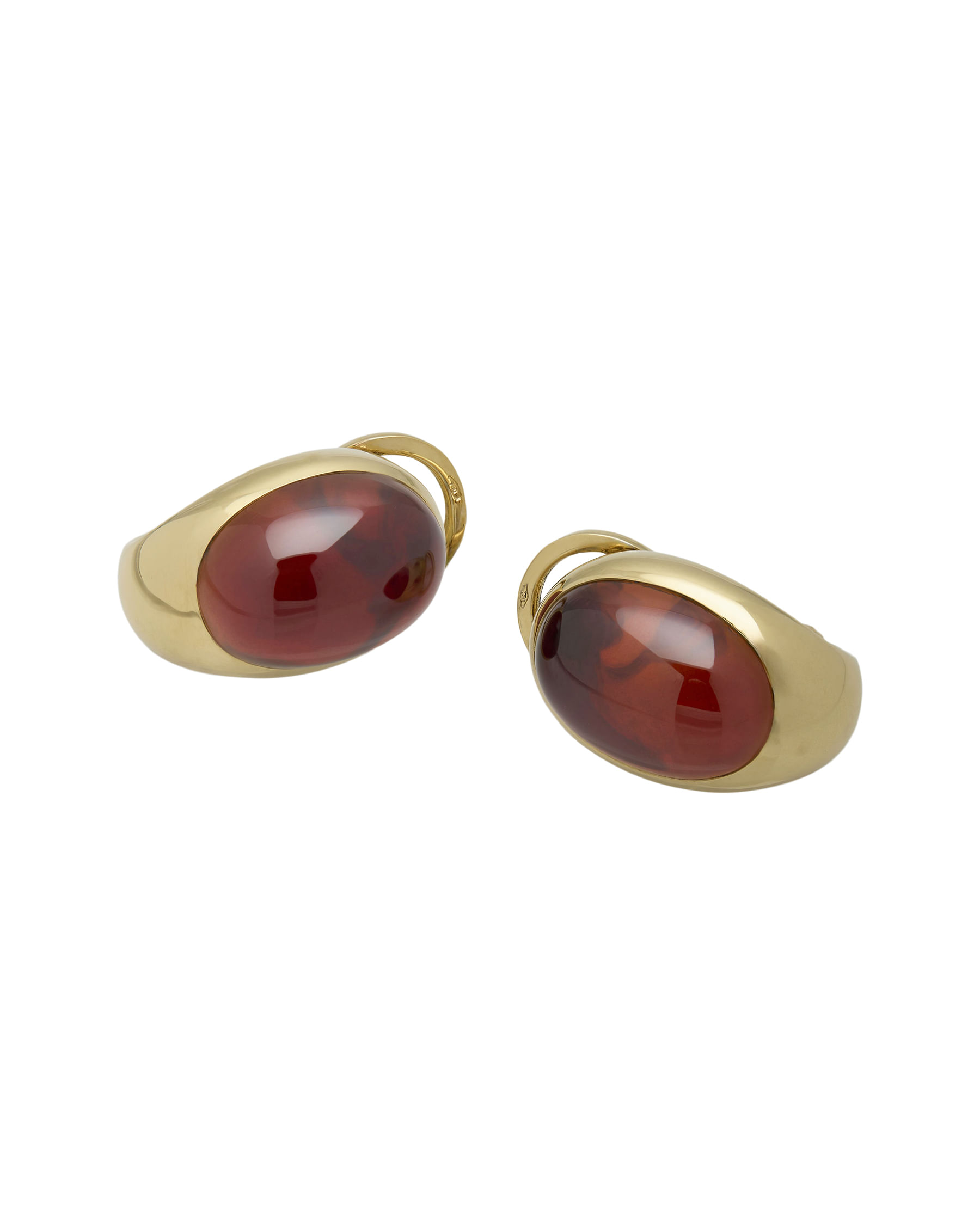 Orecchini pomellato in oro giallo con granato cabochon-1