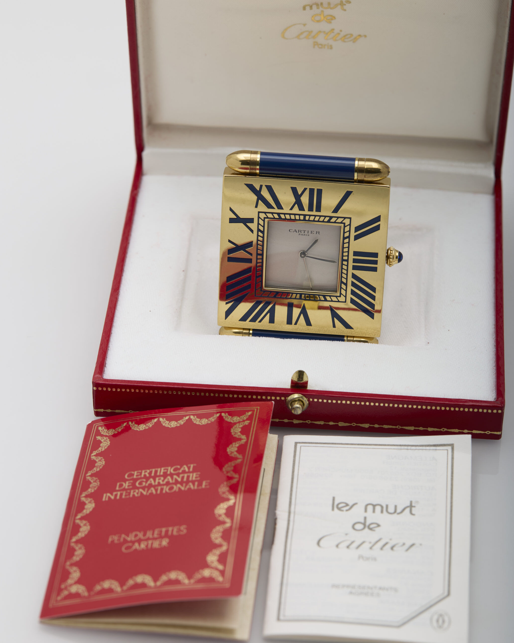 Cartier tank française pendulette de voyage alarm clock made in france-5