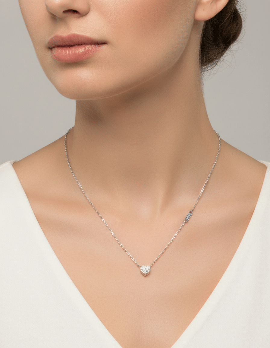 Collana iacopini con ciondolo cuore in argento e zirconi-3