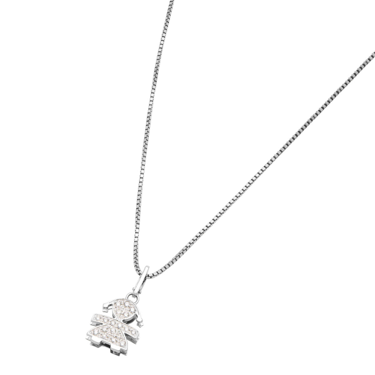 Collana con ciondolo bimba lebebè oro bianco e diamanti-1