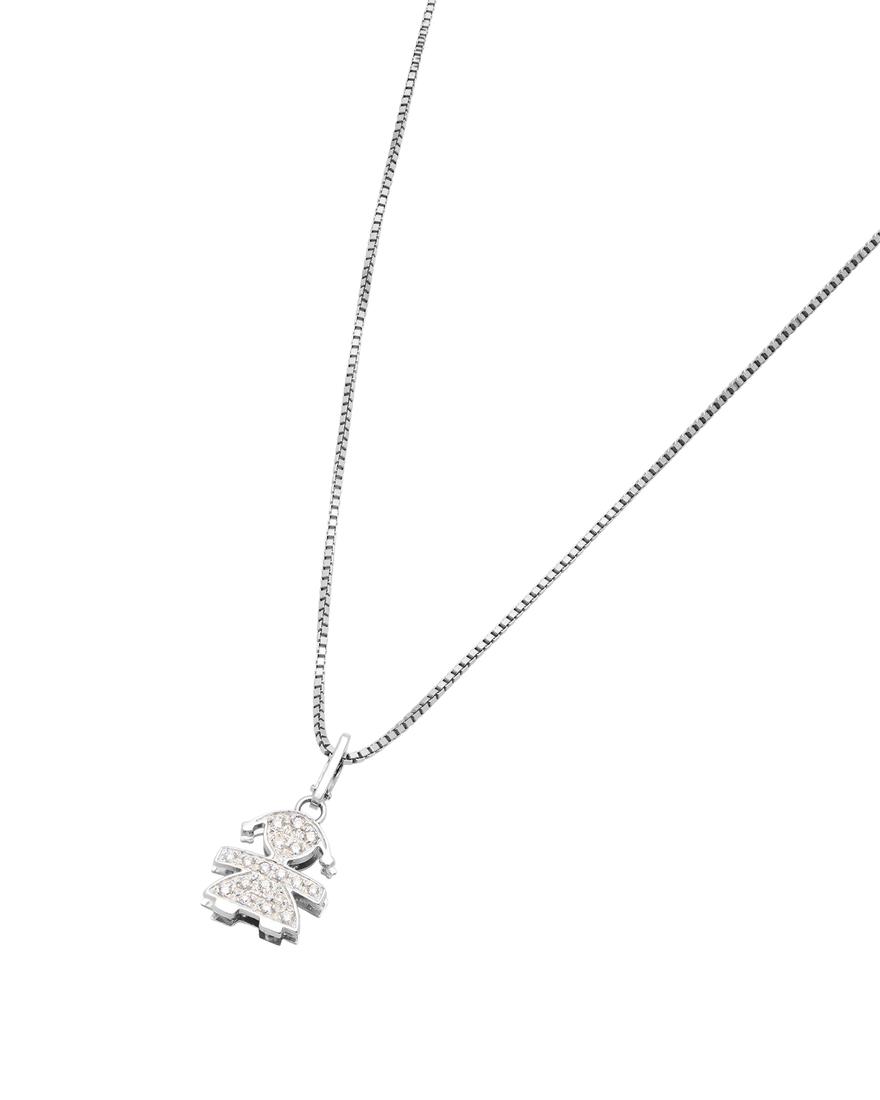 Collana con ciondolo bimba lebebè oro bianco e diamanti-1