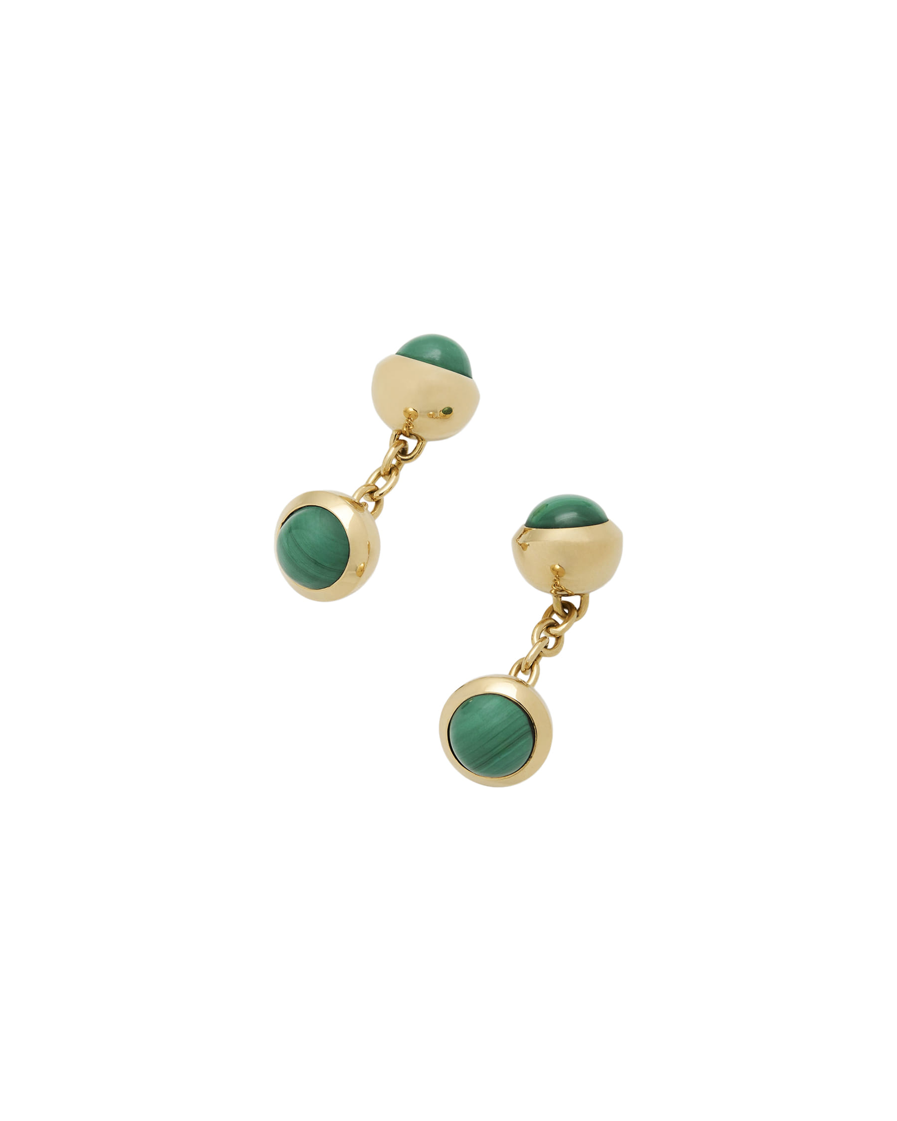Gemelli cartier 1990 con malachite su base bombè in oro 18 kt-1
