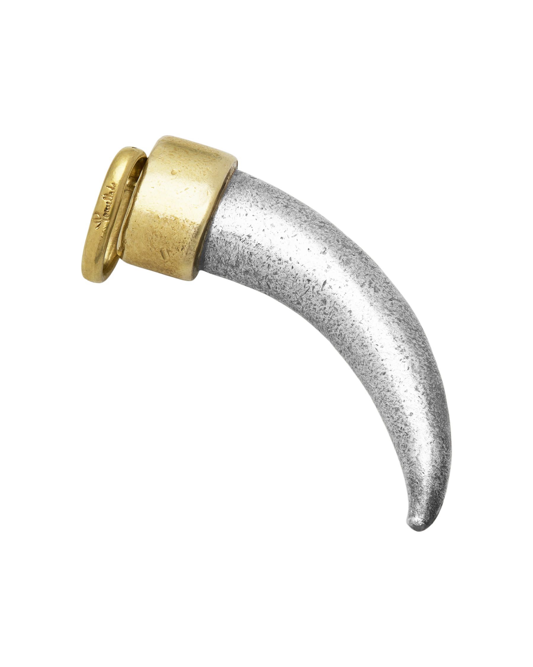 Ciondolo corno pomellato in oro e argento-2