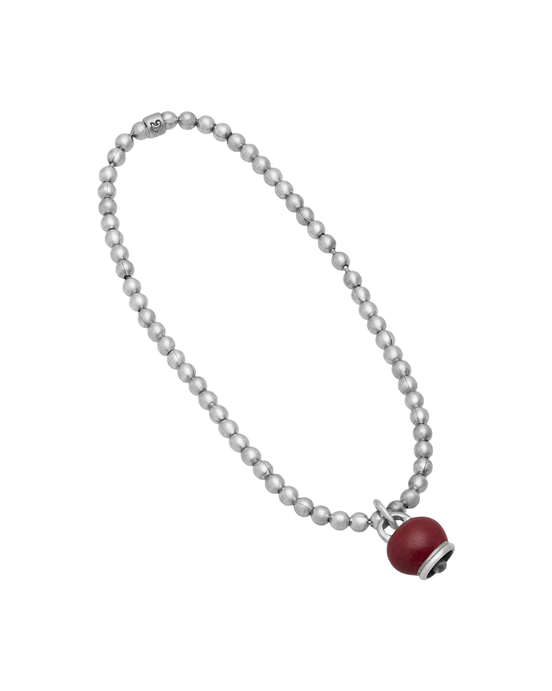 Bracciale chantecler et voilà in argento con ciondolo campanella rosso-2