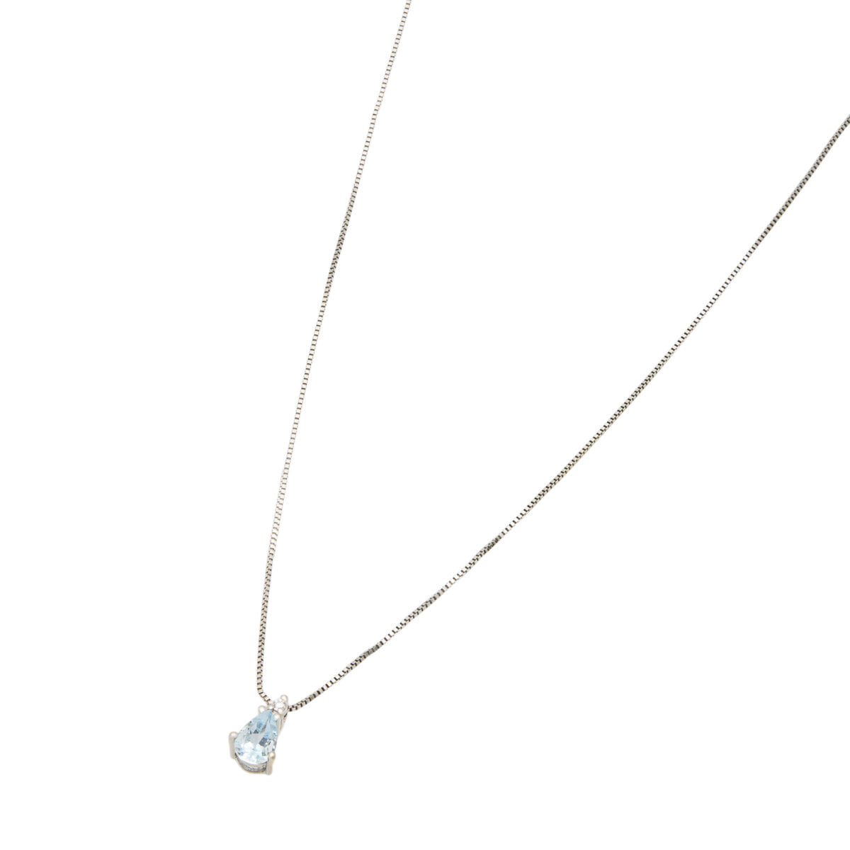 Catenina in oro bianco con ciondolo in acquamarina e diamante-1