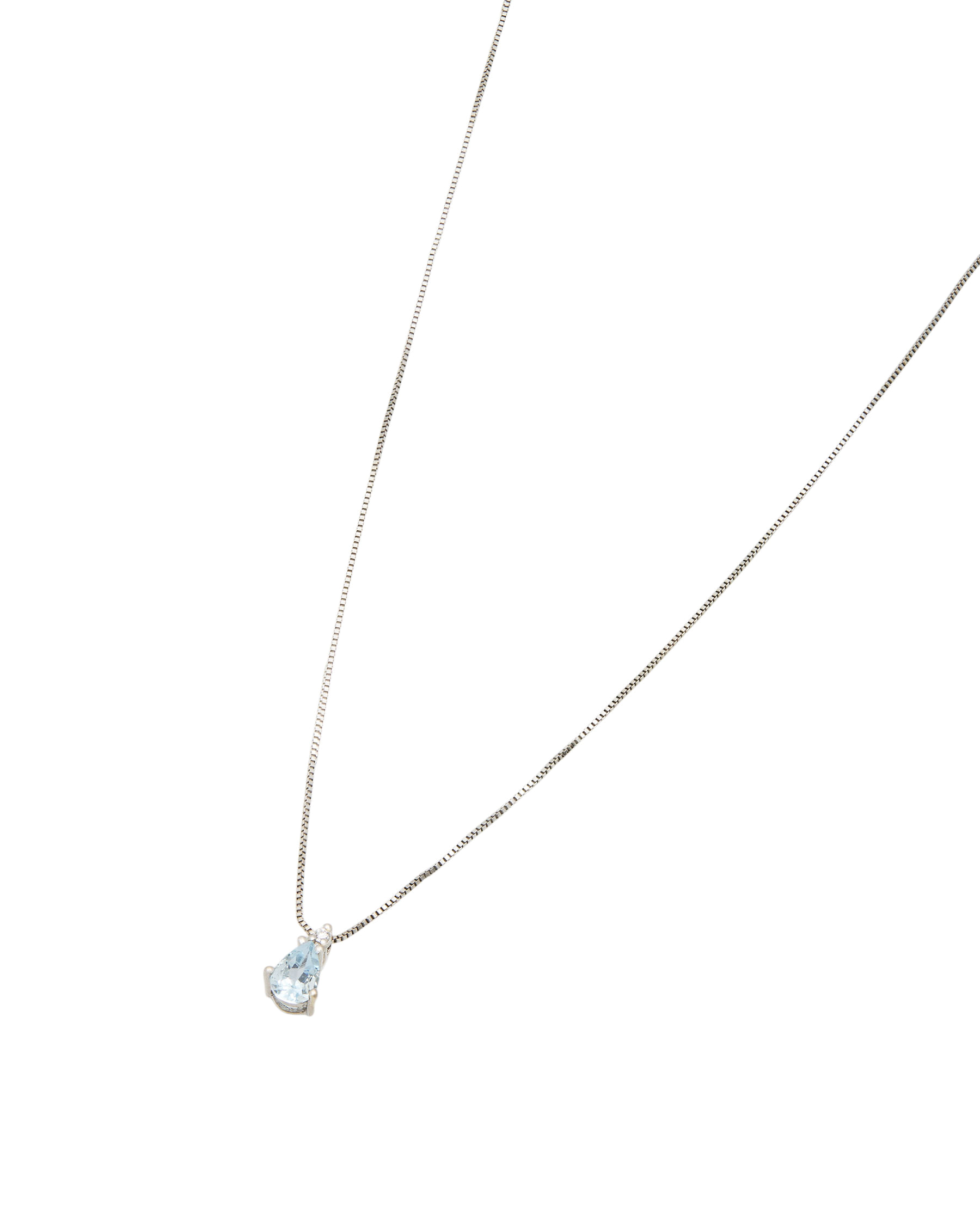 Catenina in oro bianco con ciondolo in acquamarina e diamante-1