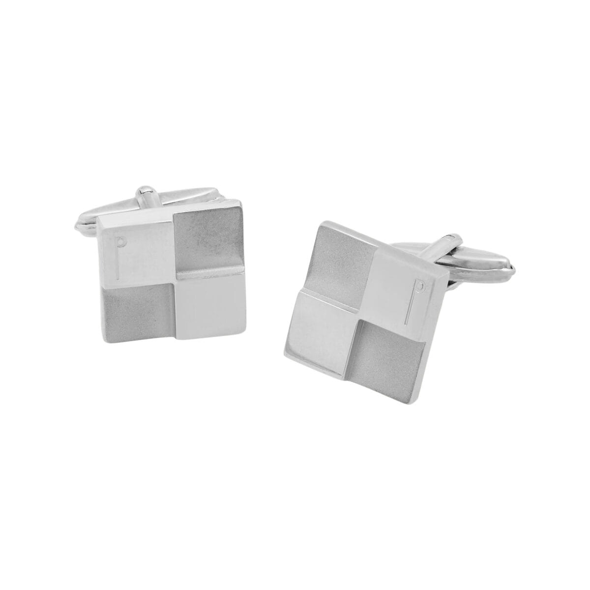 Gemelli dunhill facet in argento lucido e satinato-1