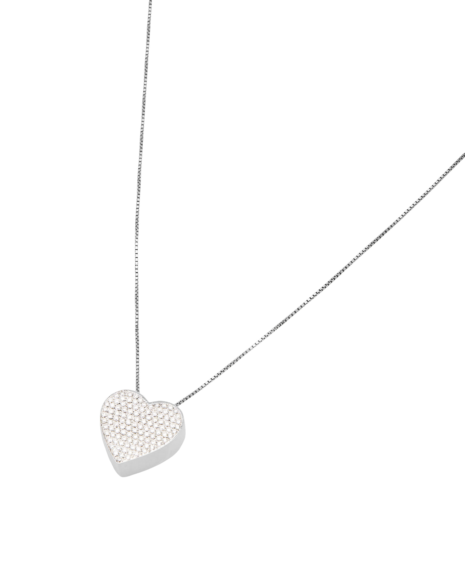 Collana oro bianco con ciondolo cuore e pavè di diamanti-1