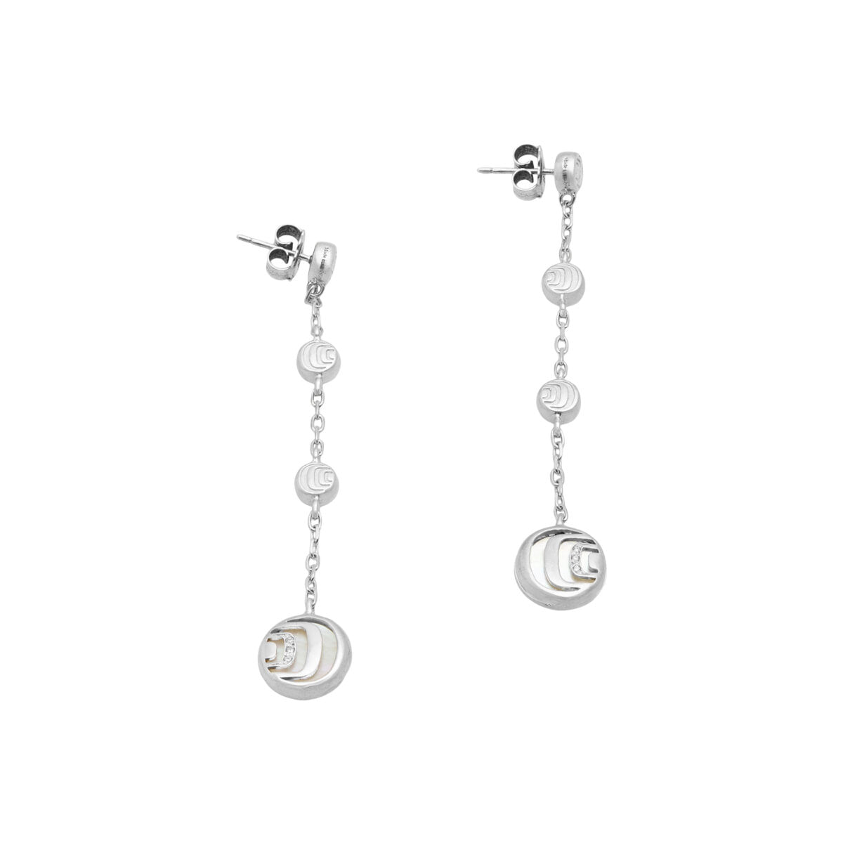 Orecchini damiani damianissima pendenti in argento con madreperla e diamanti-1