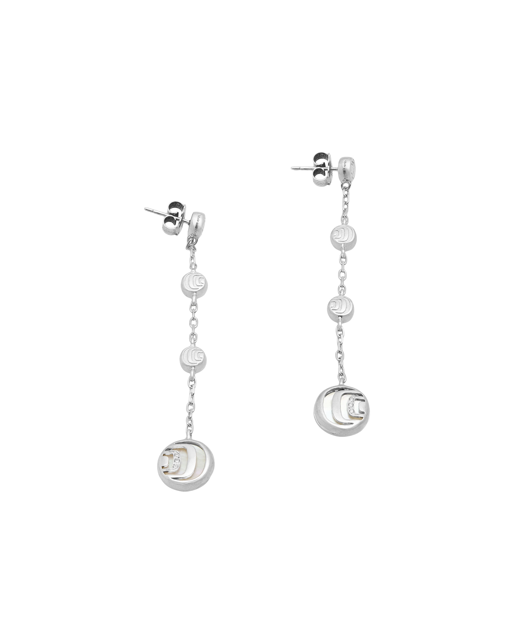 Orecchini damiani damianissima pendenti in argento con madreperla e diamanti-1