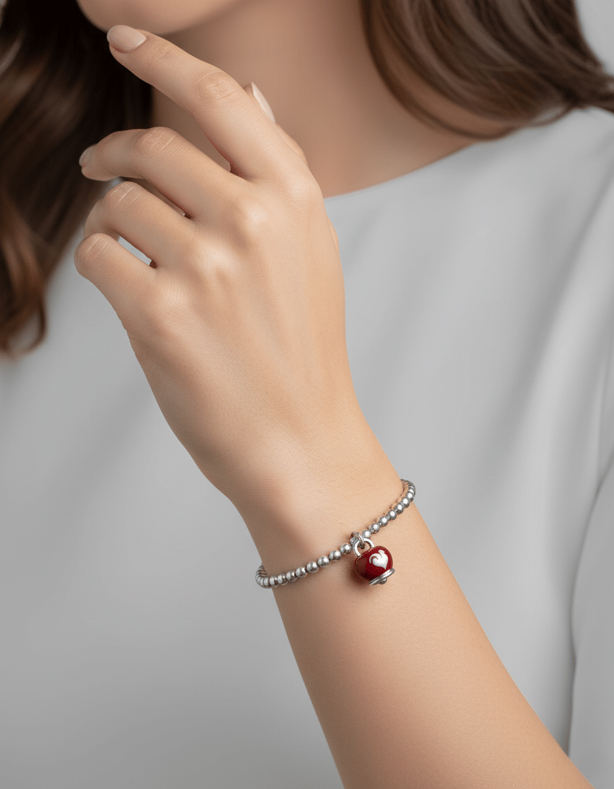 Bracciale chantecler et voilà in argento con ciondolo campanella rosso-3